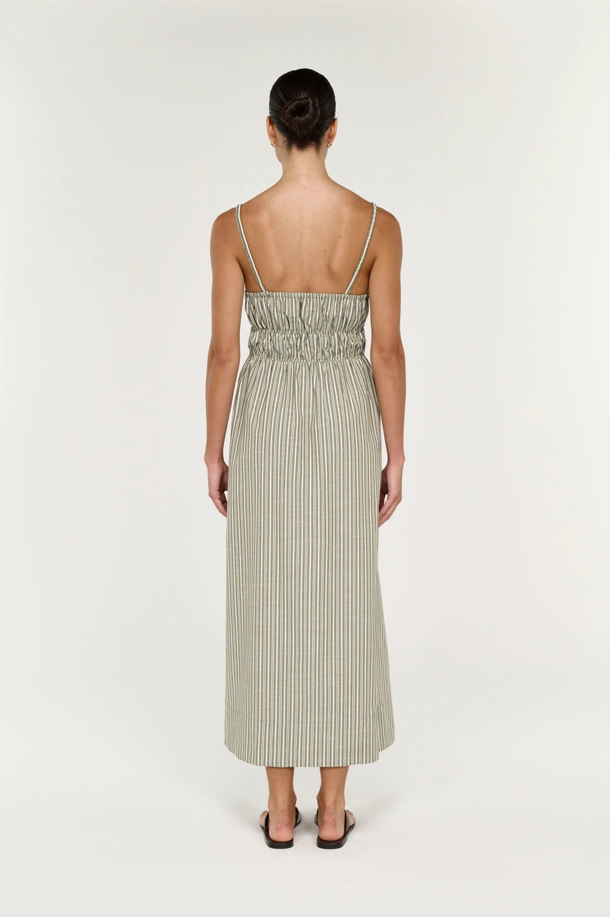 Staple the Label Lisara Midi Dress Khaki/White