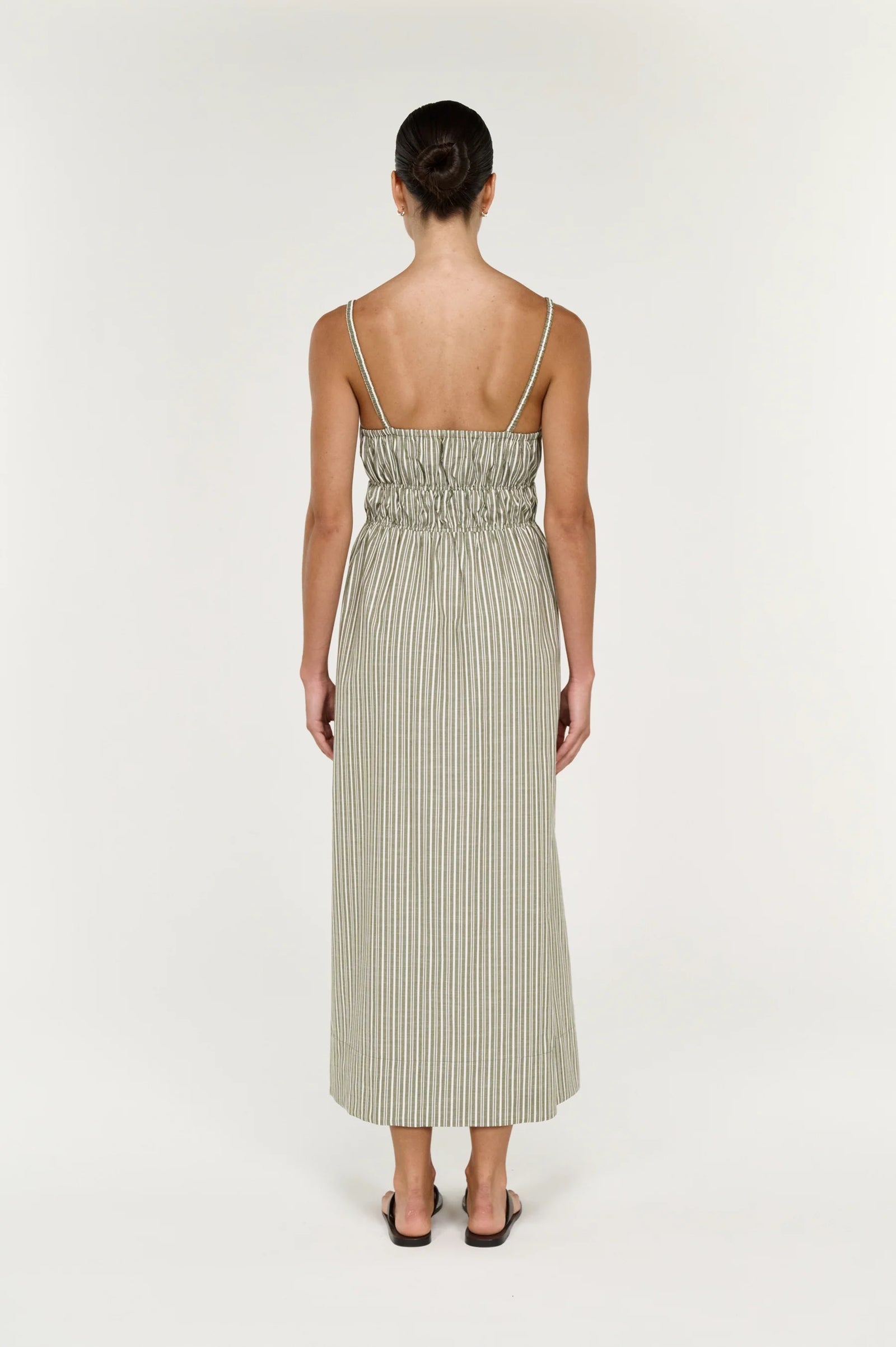 Staple the Label Lisara Midi Dress Khaki/White