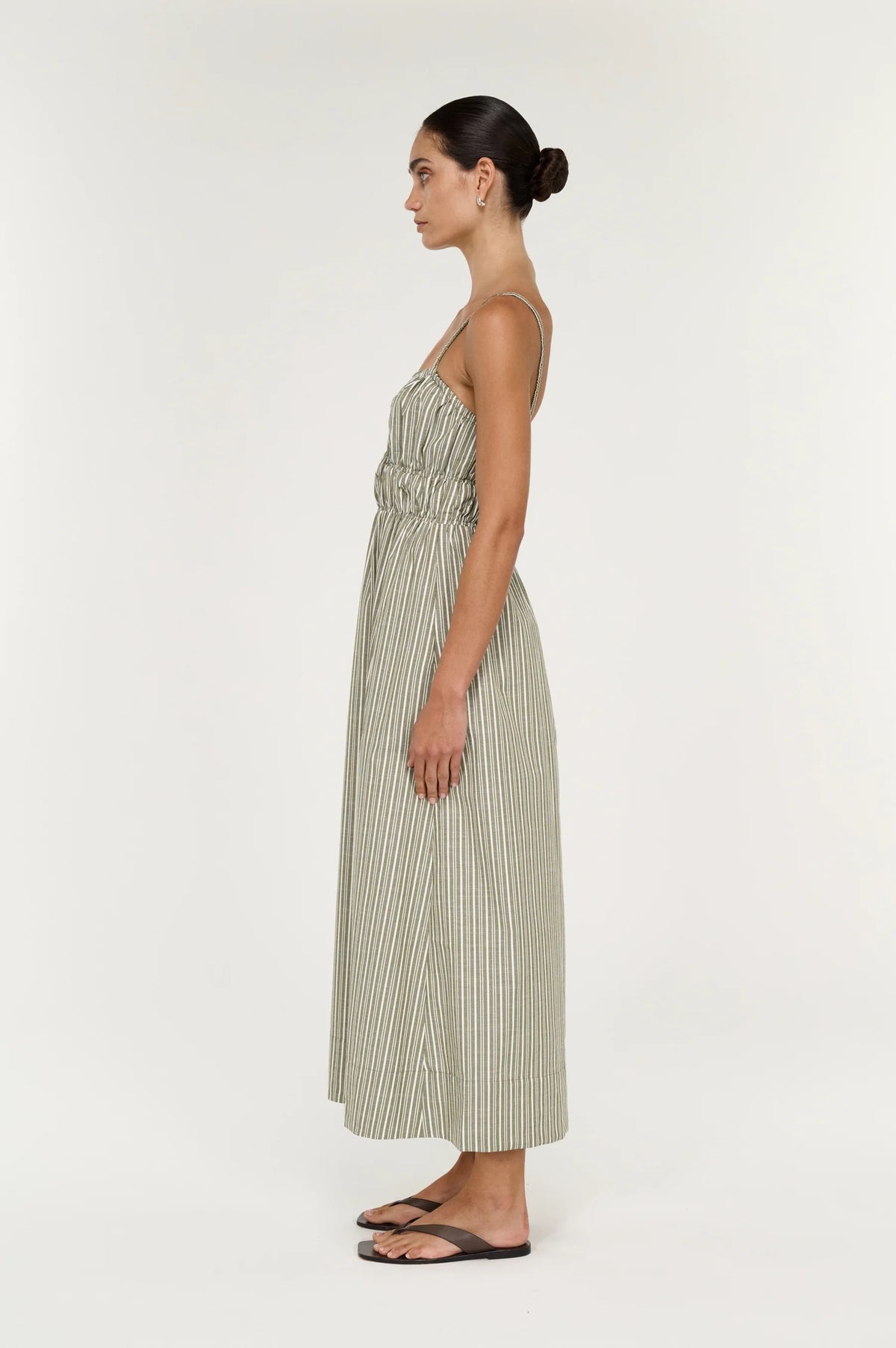 Staple the Label Lisara Midi Dress Khaki/White