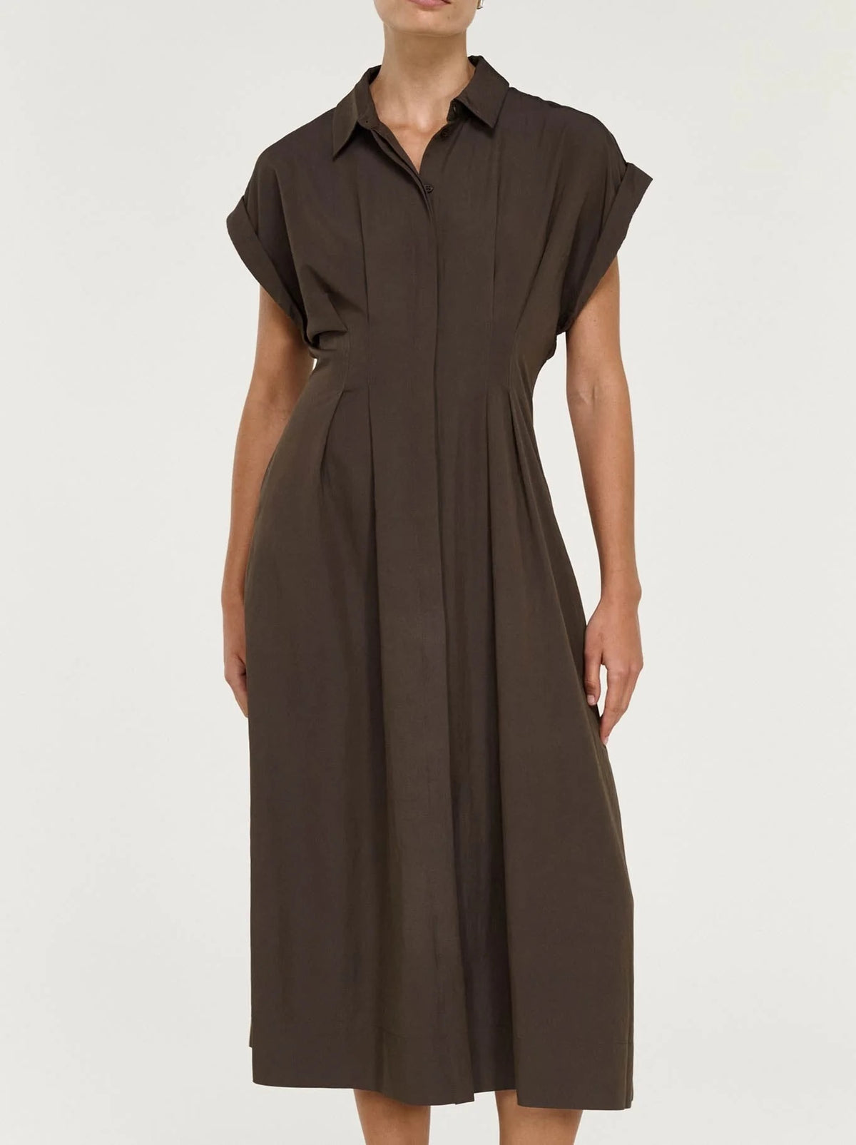 Staple the Label Lucienne Midi Shirt Dress Dark Olive