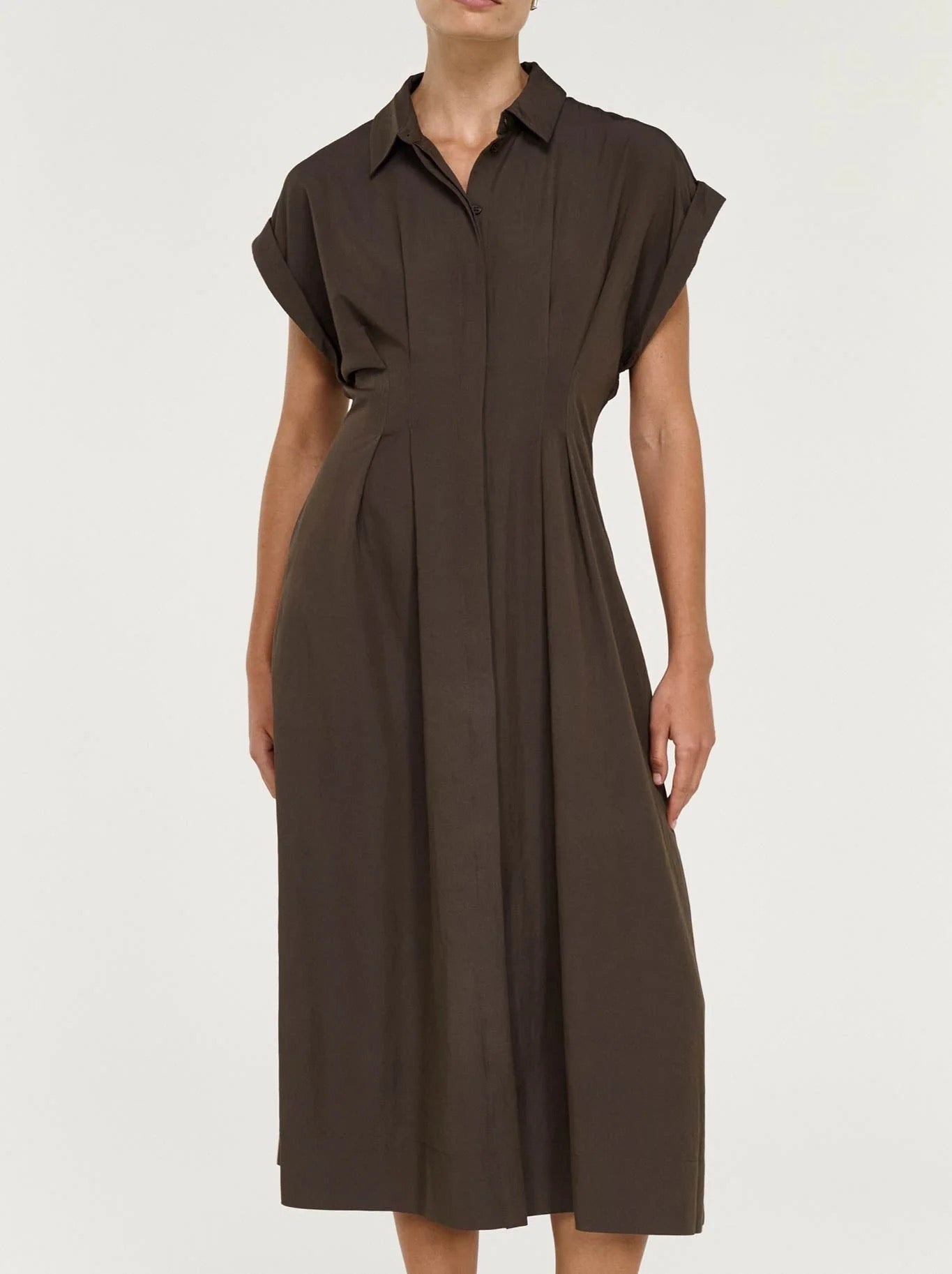Staple the Label Lucienne Midi Shirt Dress Dark Olive