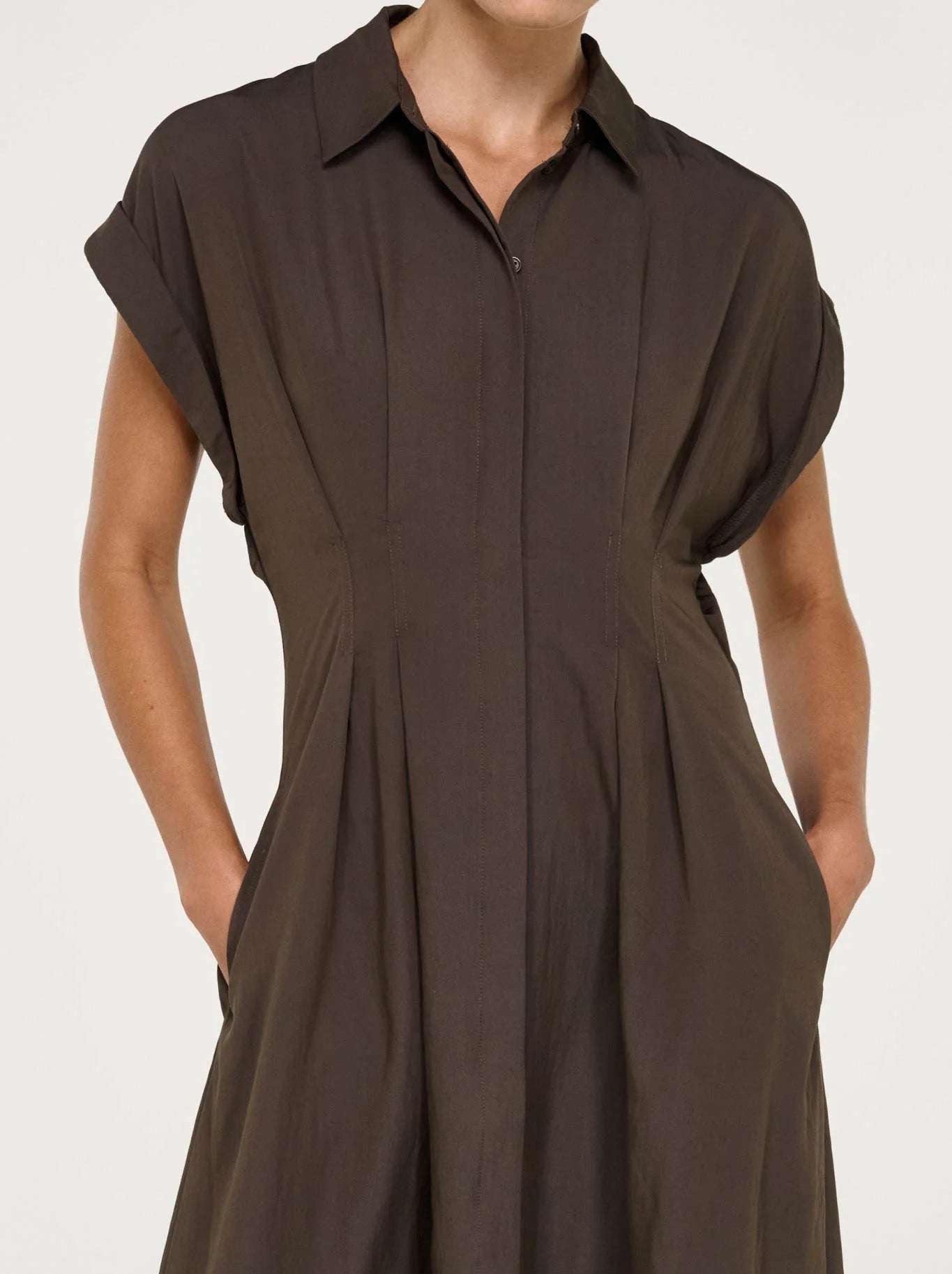 Staple the Label Lucienne Midi Shirt Dress Dark Olive