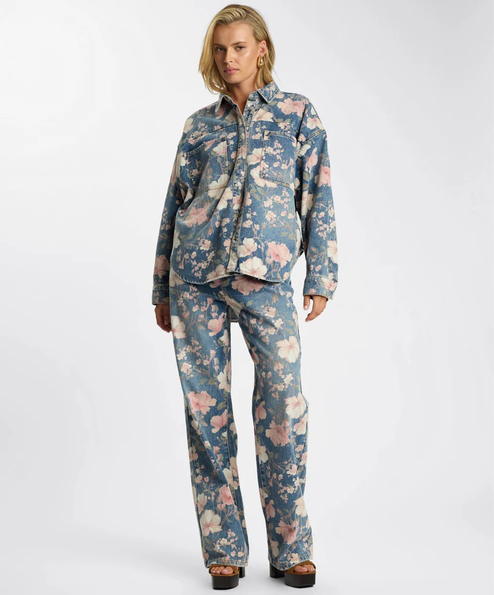 One Teapsoon Lovelorn Bloom Icon High Waisted Straight Leg Denim Jean
