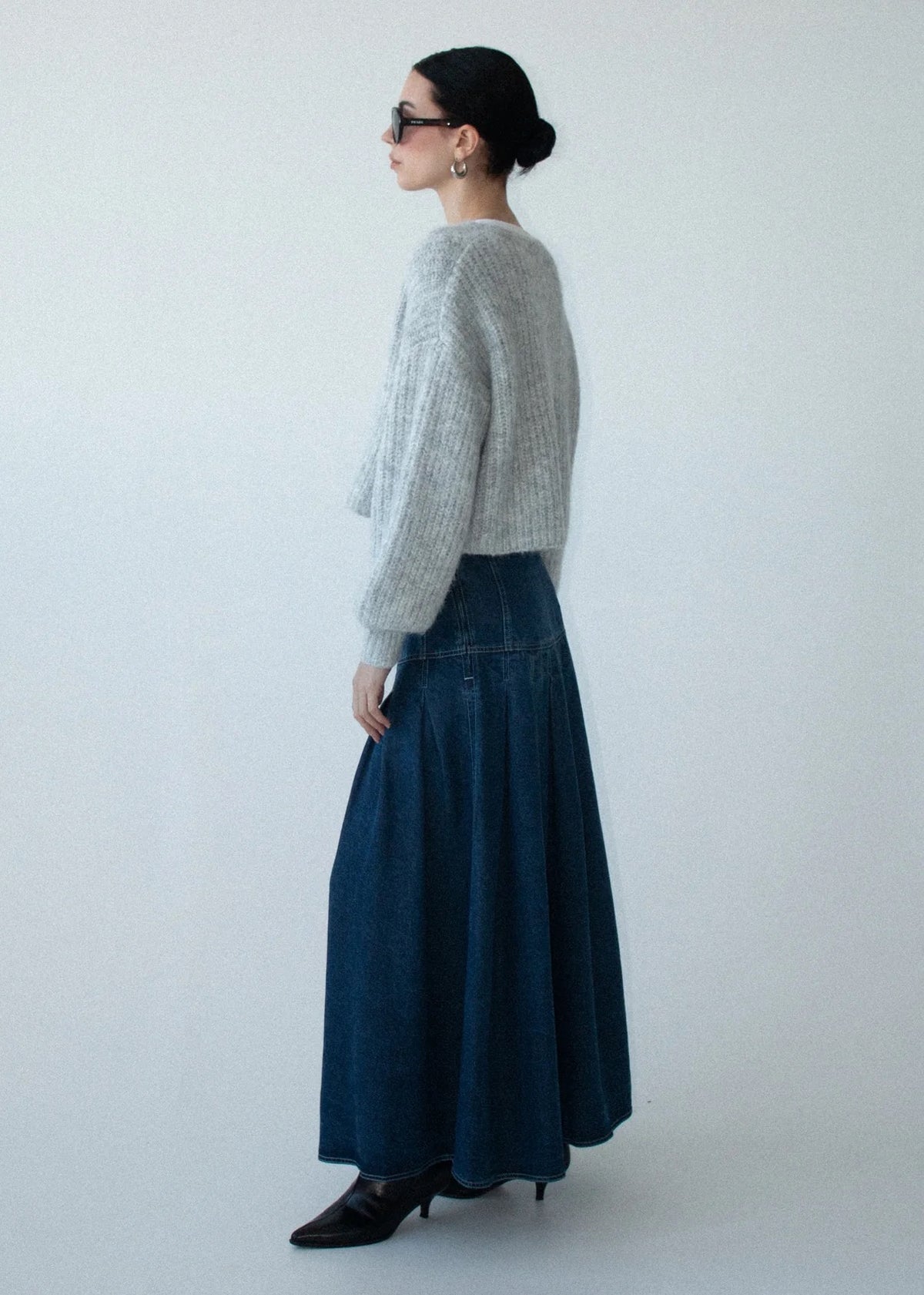 Staple the Label Roma Chambray Midi Skirt Indigo