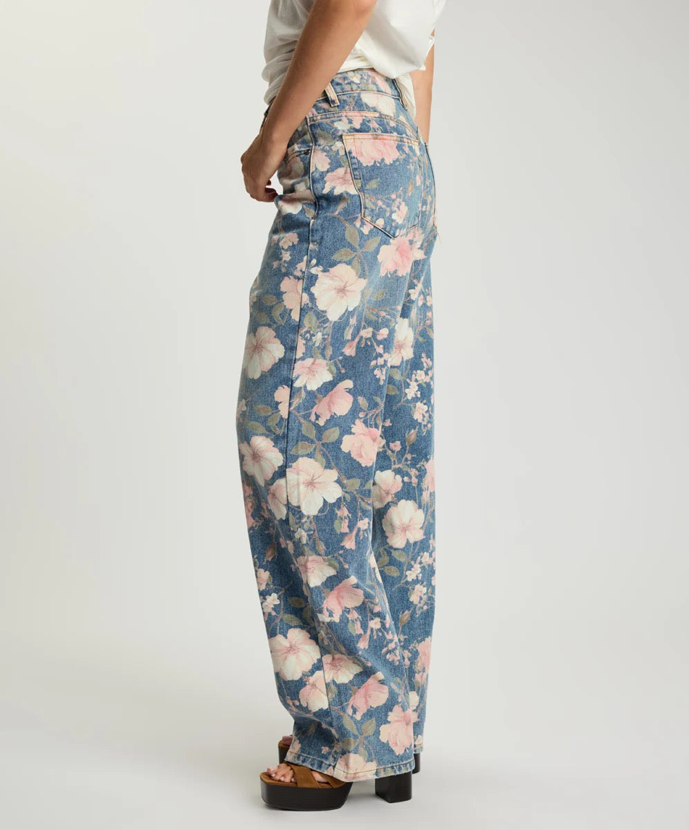 One Teapsoon Lovelorn Bloom Icon High Waisted Straight Leg Denim Jean