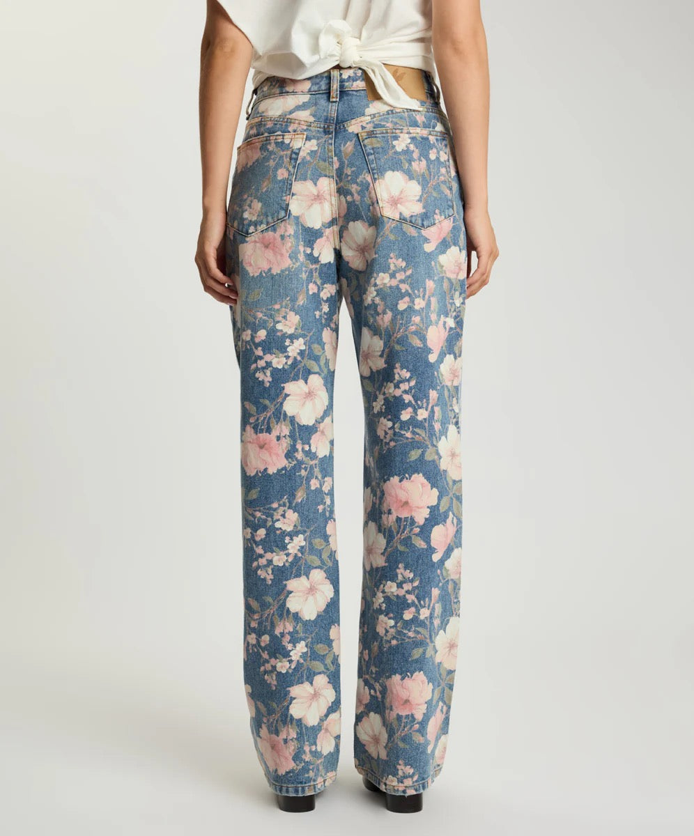 One Teapsoon Lovelorn Bloom Icon High Waisted Straight Leg Denim Jean