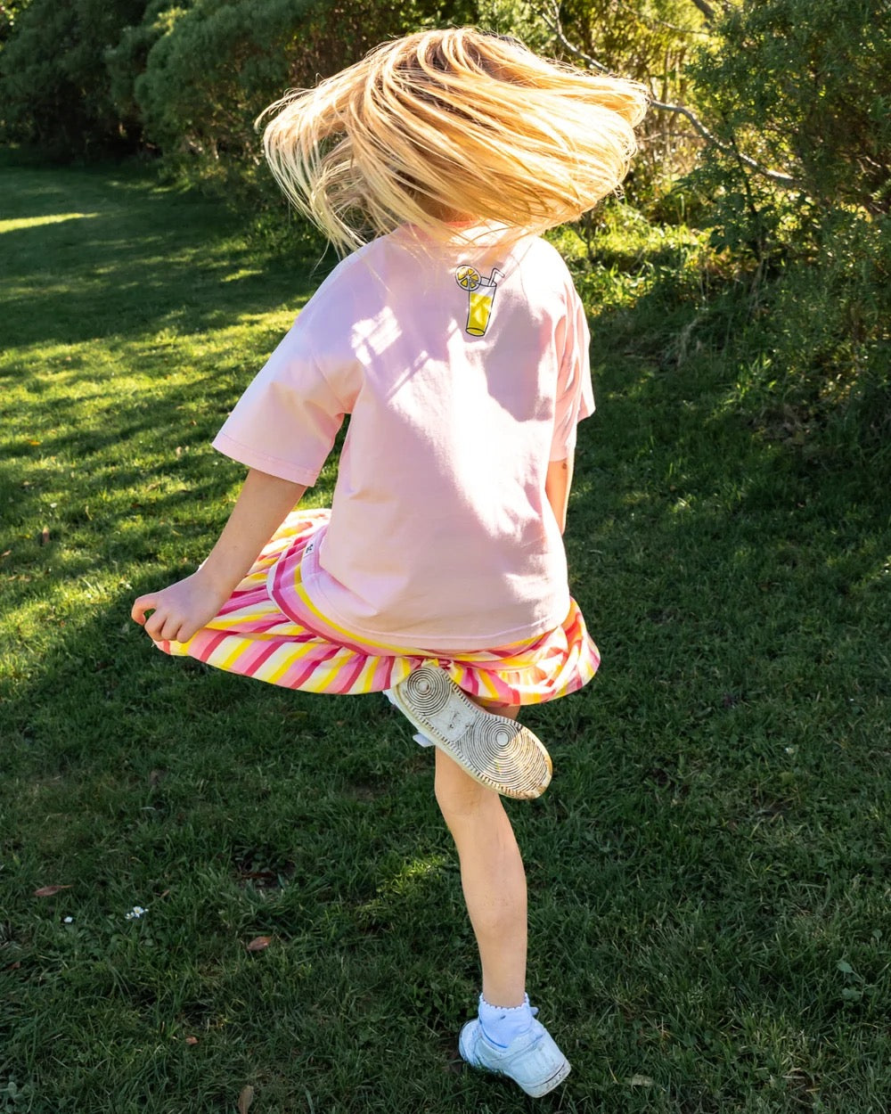 The Girl Club Coral Striped Skort