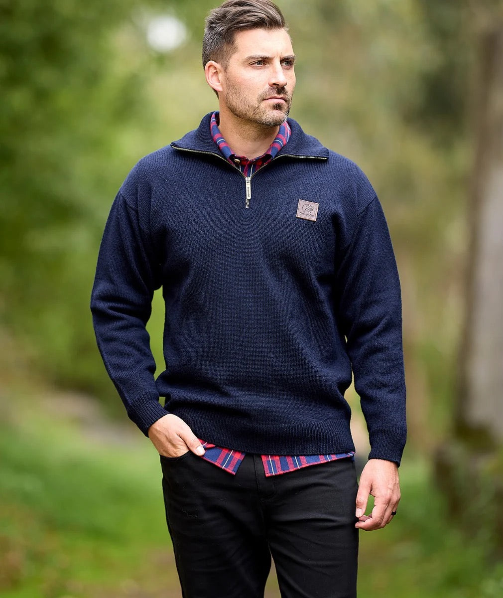 Swanndri Mariner Zip Neck Sweater Navy