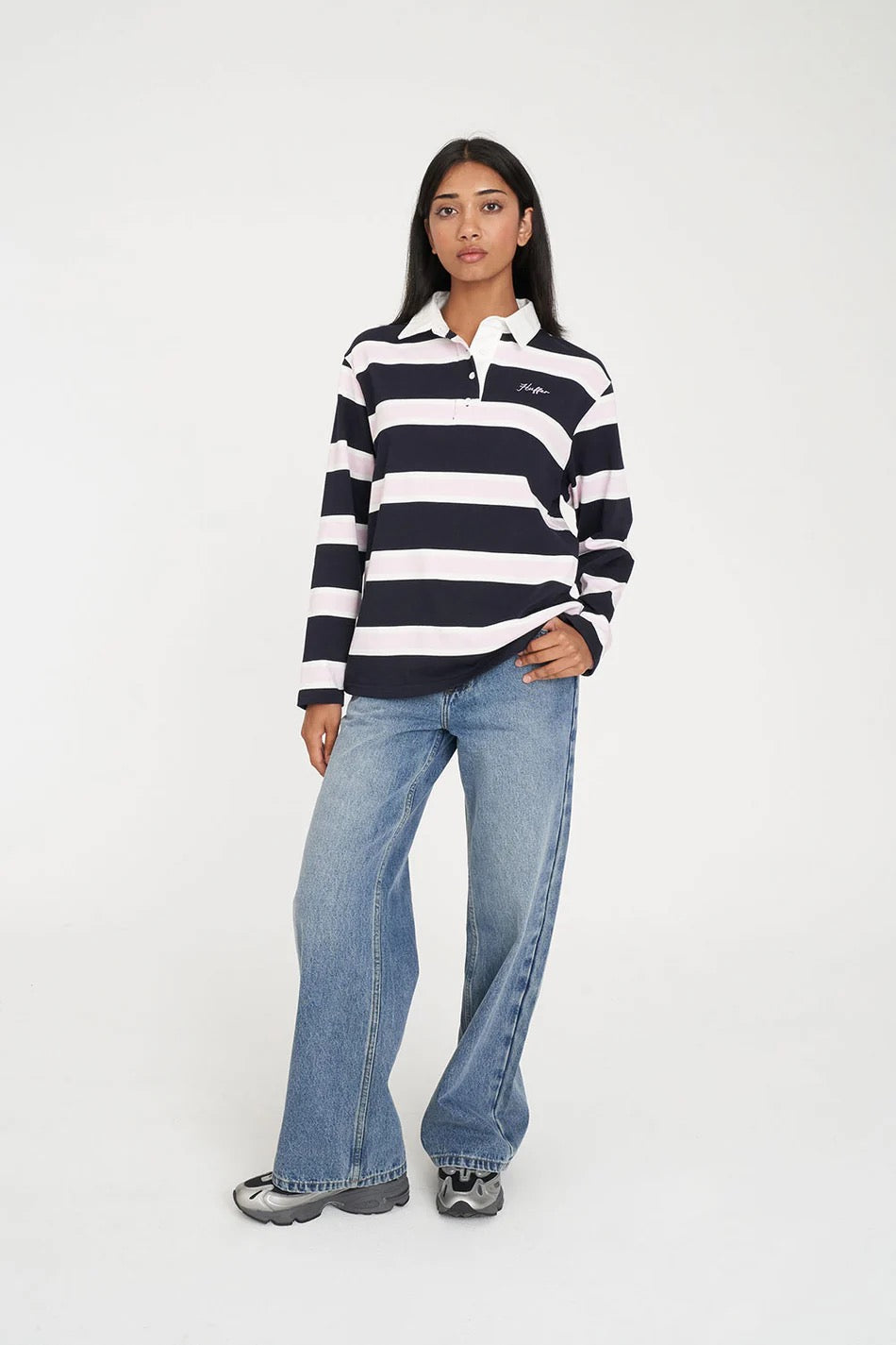Huffer Brooklyn Oversized Rugby Navy/Petal