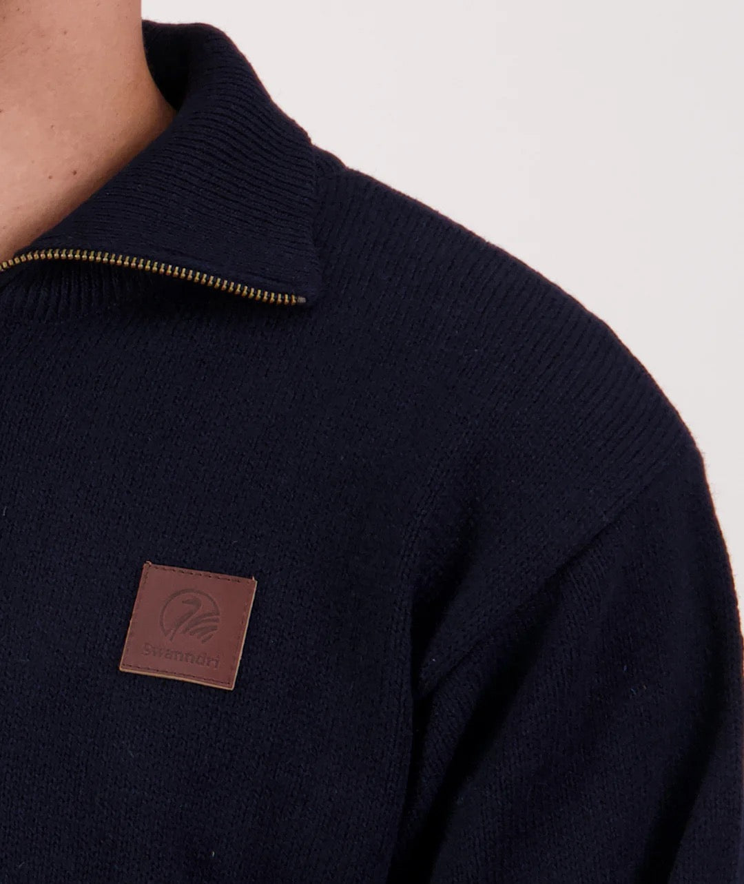 Swanndri Mariner Zip Neck Sweater Navy