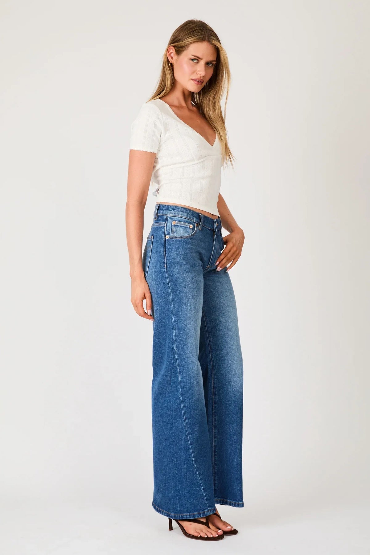 Rollas Pointelle Cross Over Top White
