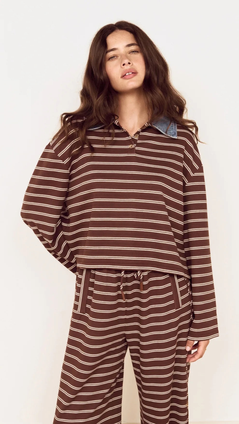 Mink Pink Vesper Polo Top Choc