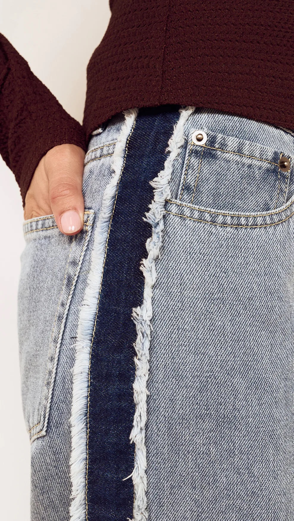 Mink Pink Tate Contrast Denim Jeans MidBlue