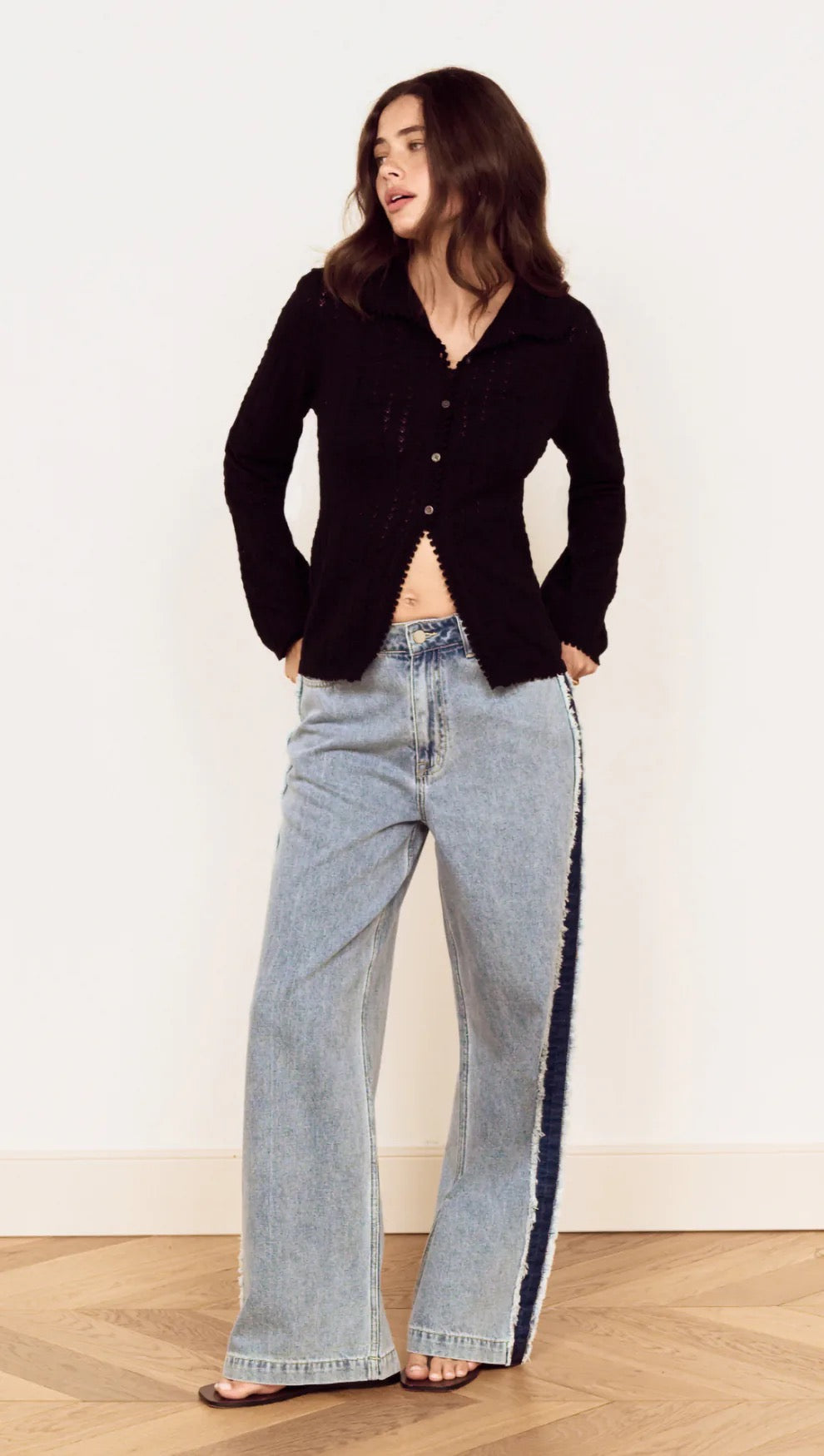 Mink Pink Hannah Pointelle Cardigan Black