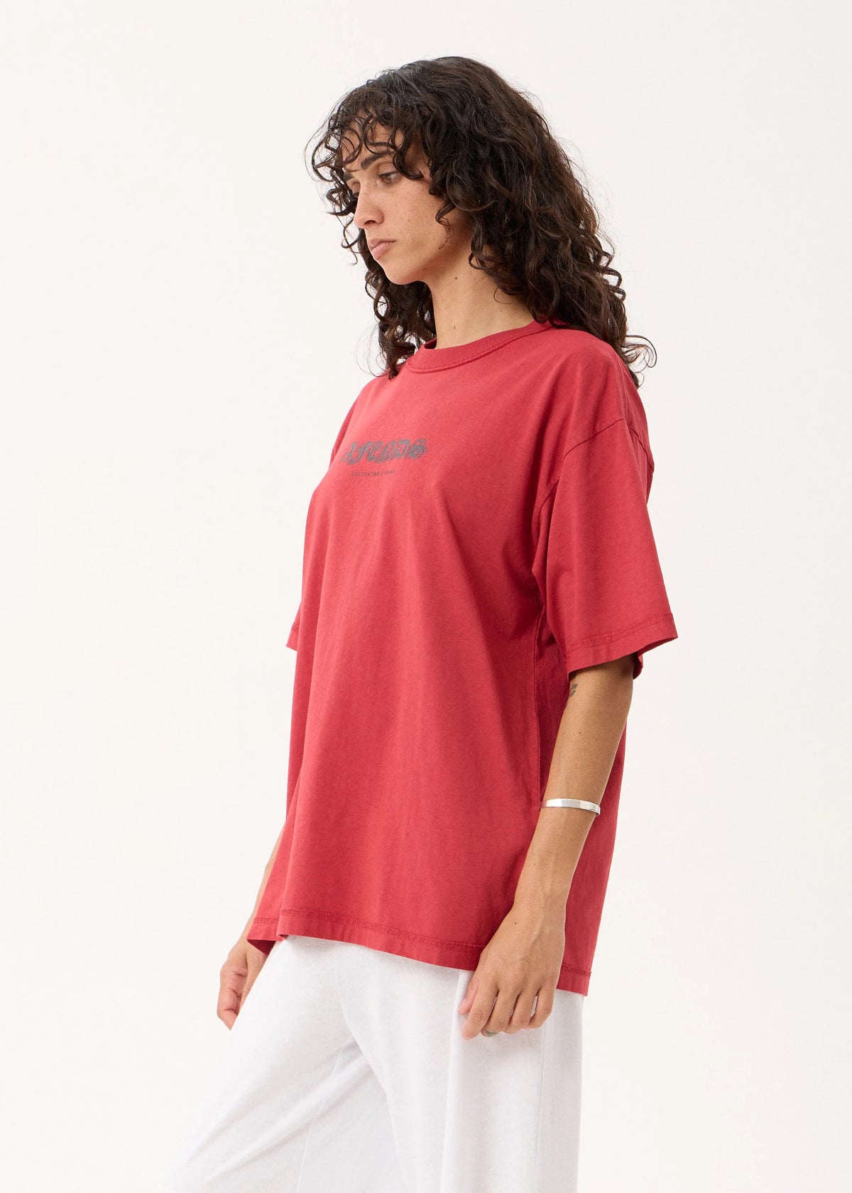 Afends Script - Boxy Tee Vintage Cherry