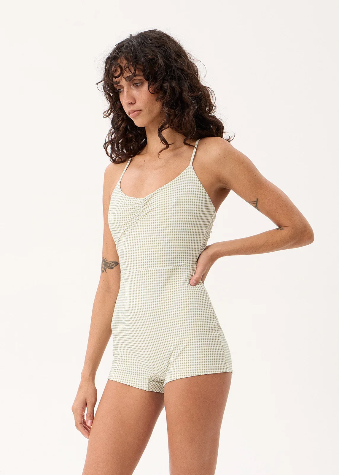 Afends Brays - Boyleg One Piece Sage Gingham