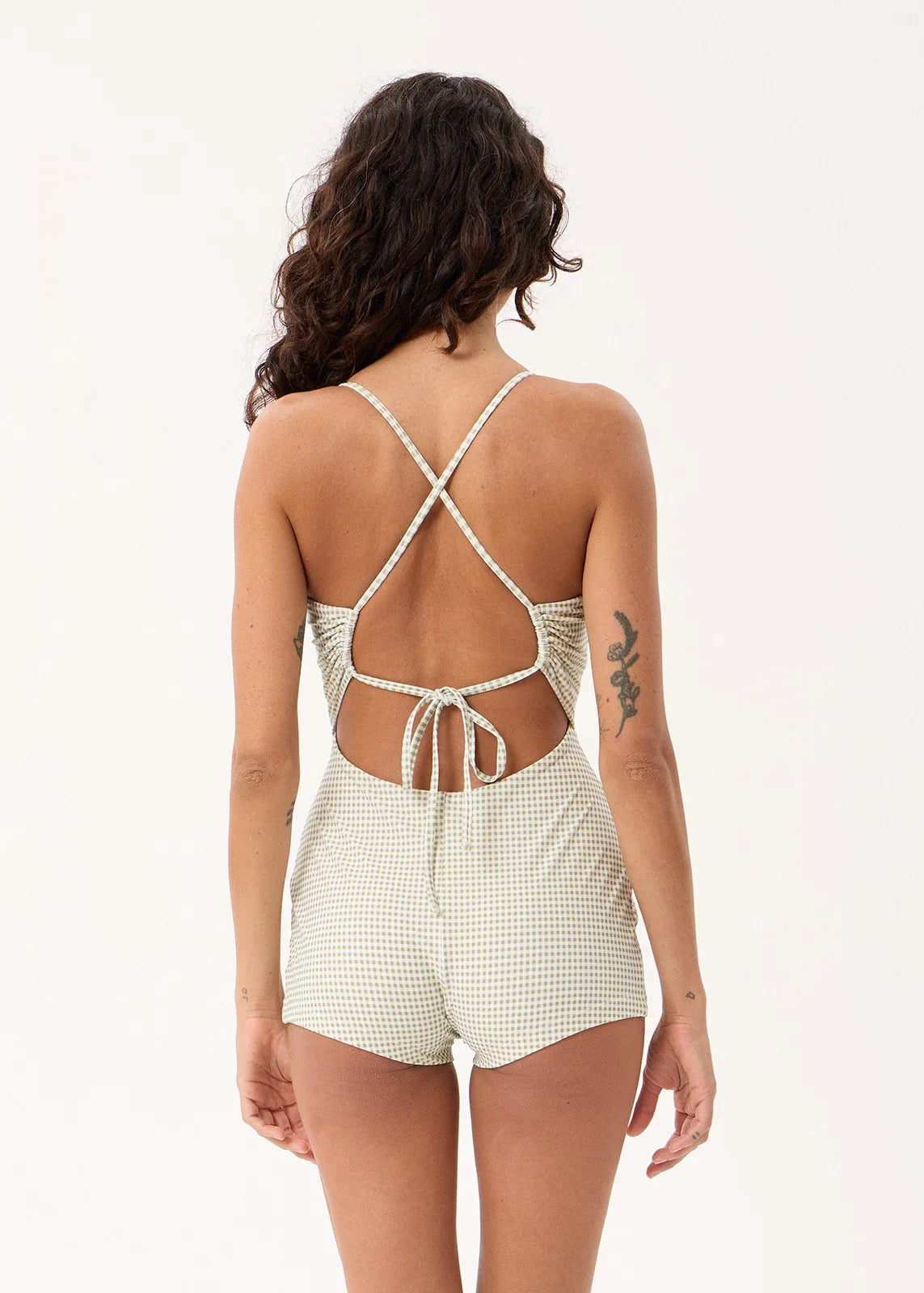 Afends Brays - Boyleg One Piece Sage Gingham