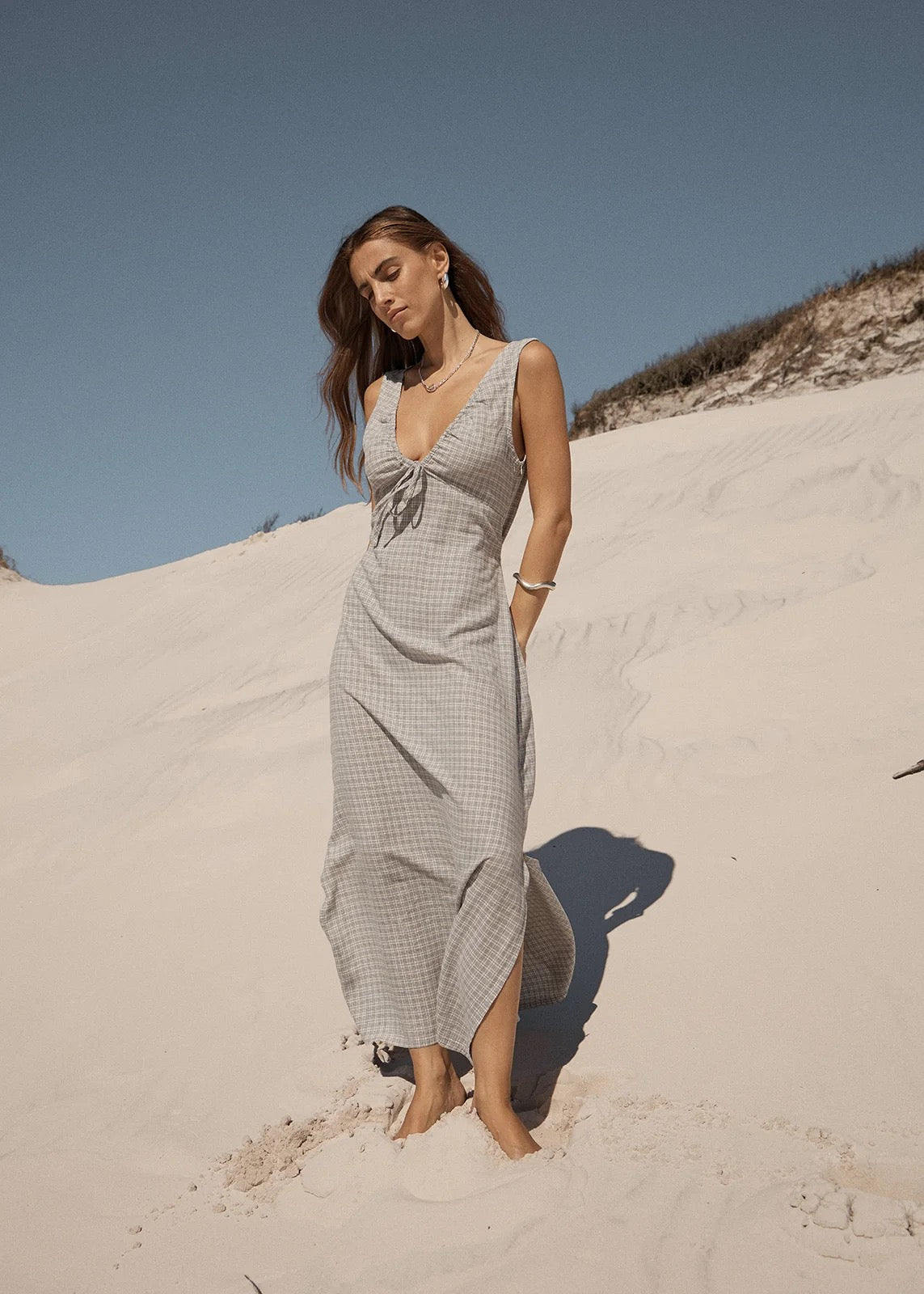 Afends Izzy - Maxi Dress Silver Birch