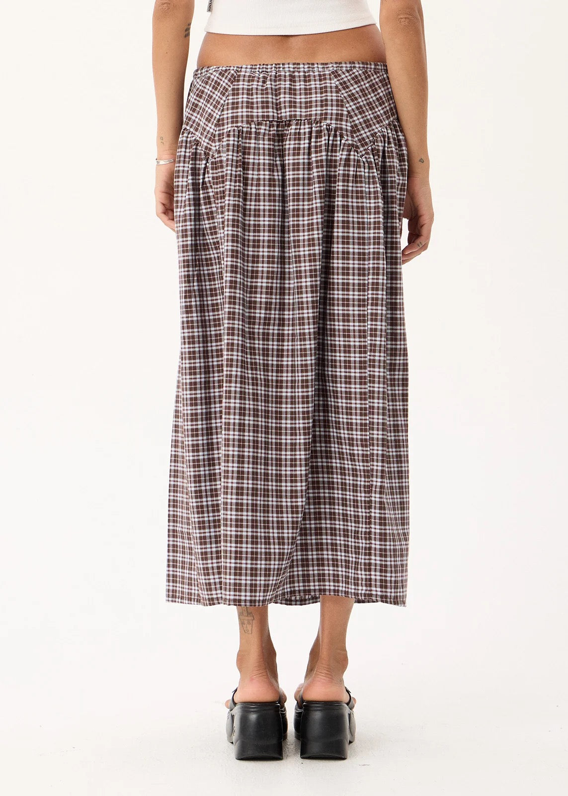 Afends Marlow - Midi Skirt Brown / Blue Check