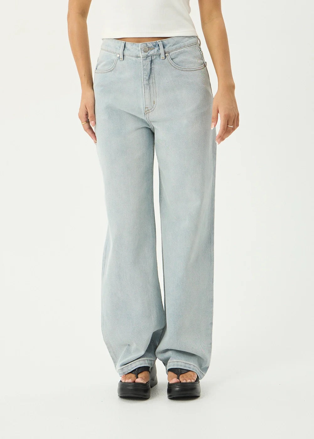 Afends Bella  Denim Wide Leg Jean - Stone Blue