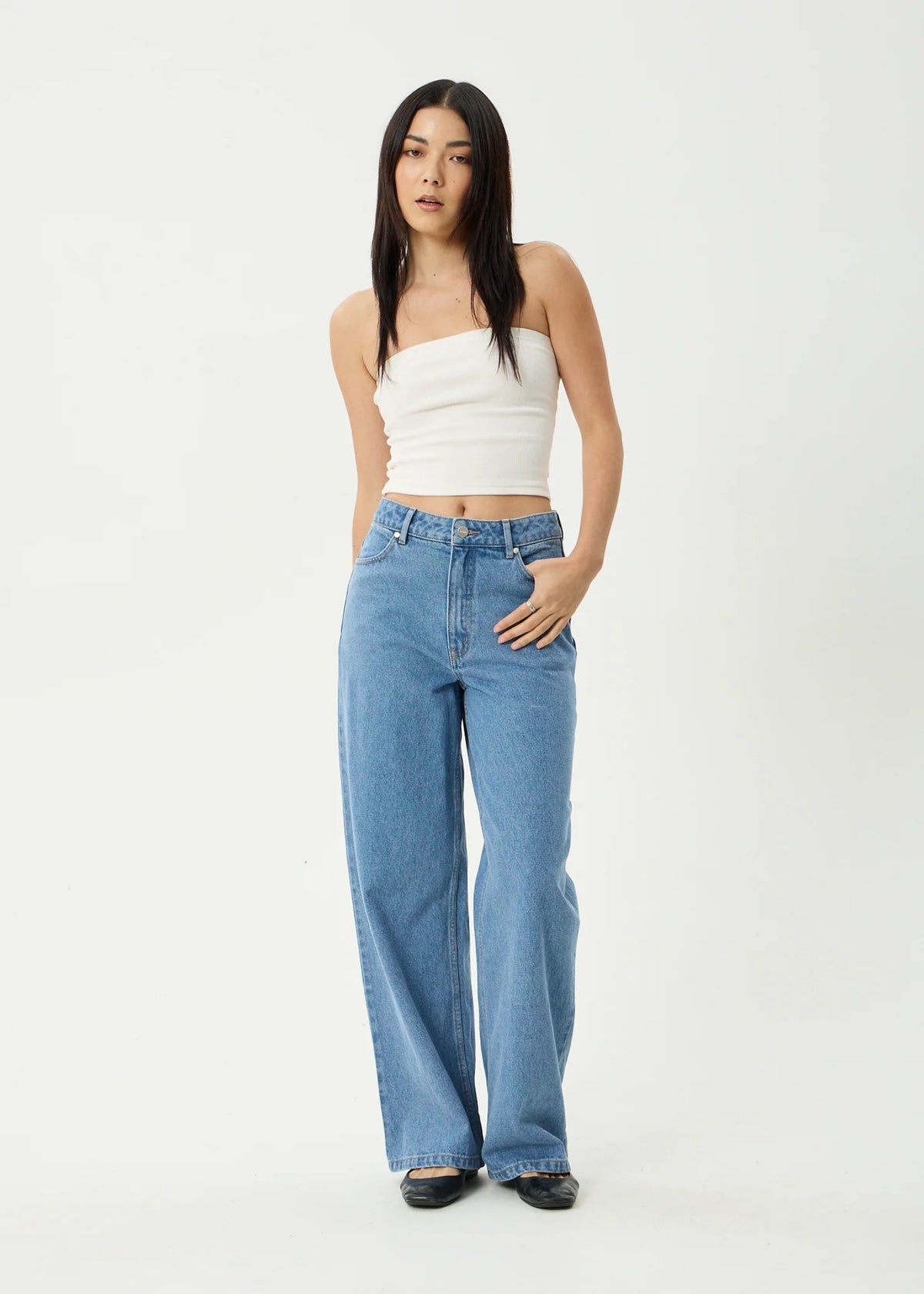 Afends Bella Denim Wide Leg Jean - Worn Blue