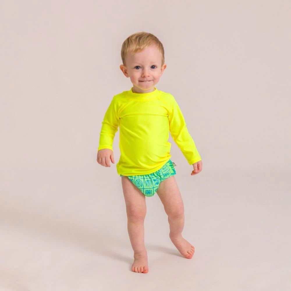 Nestling Neon Swim Nappy - Green Retro Surf
