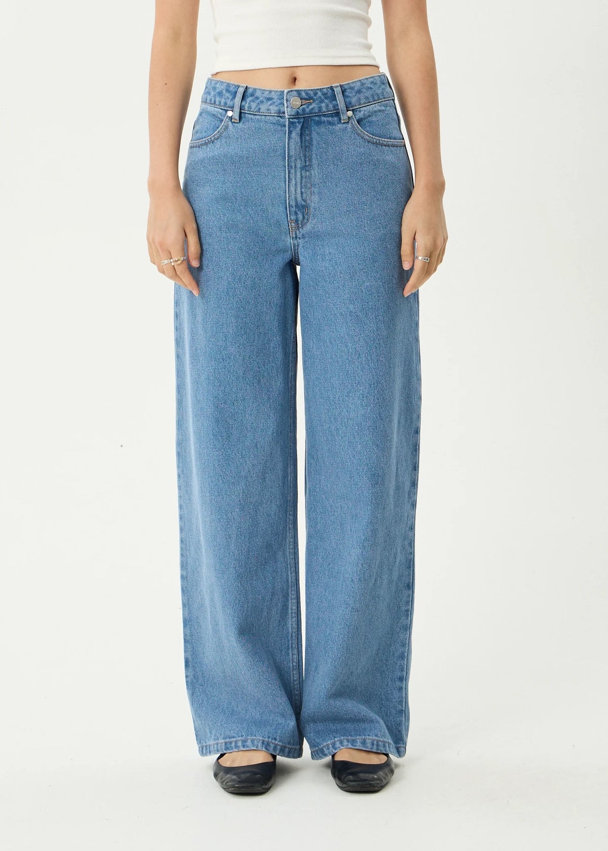 Afends Bella Denim Wide Leg Jean - Worn Blue
