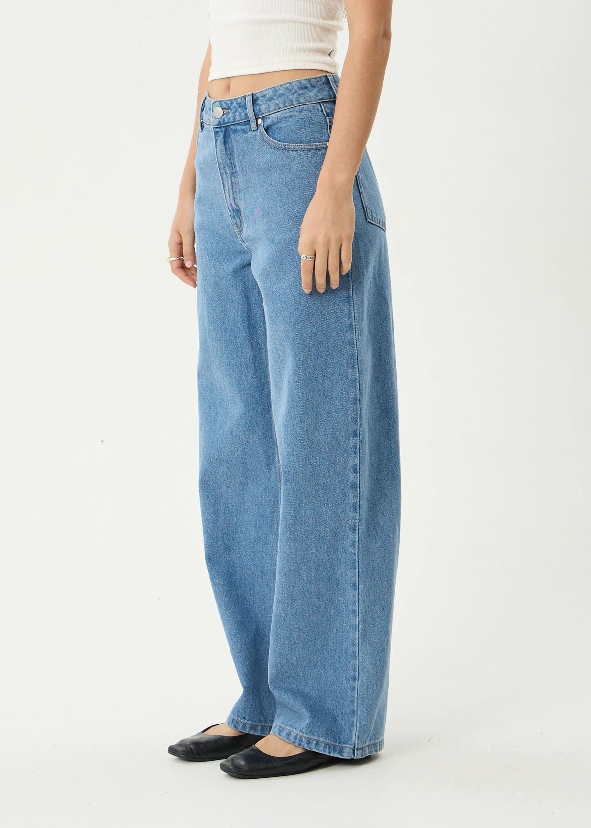 Afends Bella Denim Wide Leg Jean - Worn Blue