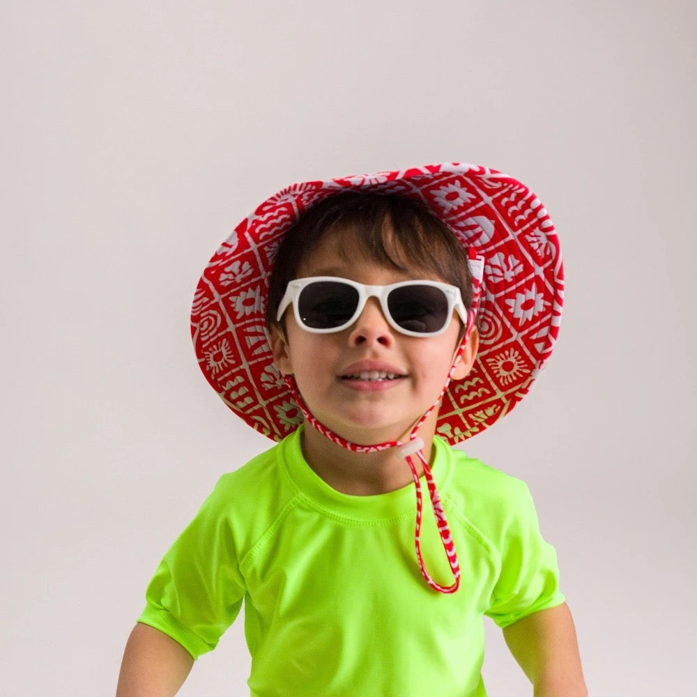 Nestling Neon Swim Bucket Hat - Red Retro Surf
