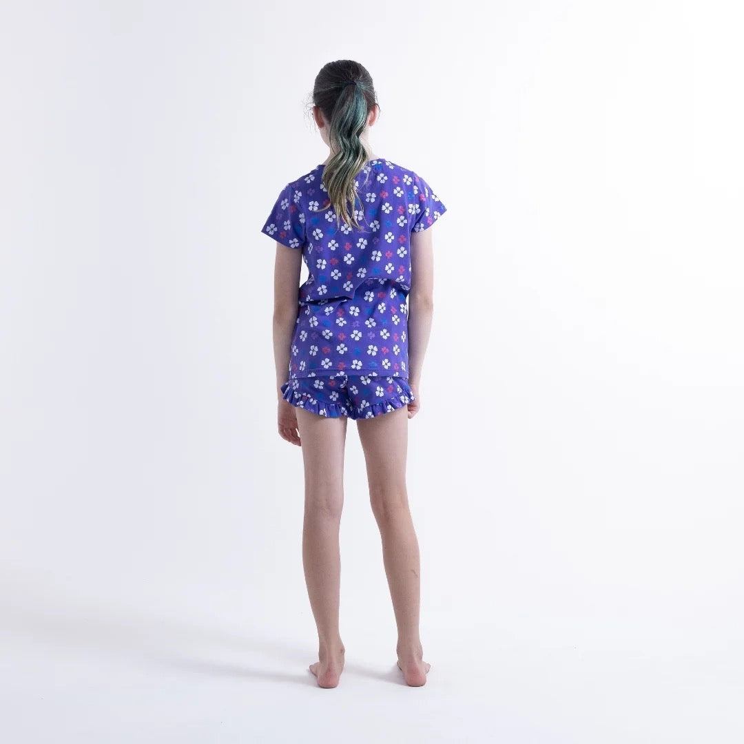 Hello Stranger Girls Summer PJs Purple Floral