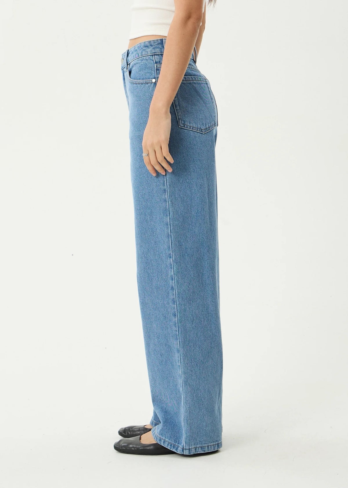 Afends Bella Denim Wide Leg Jean - Worn Blue