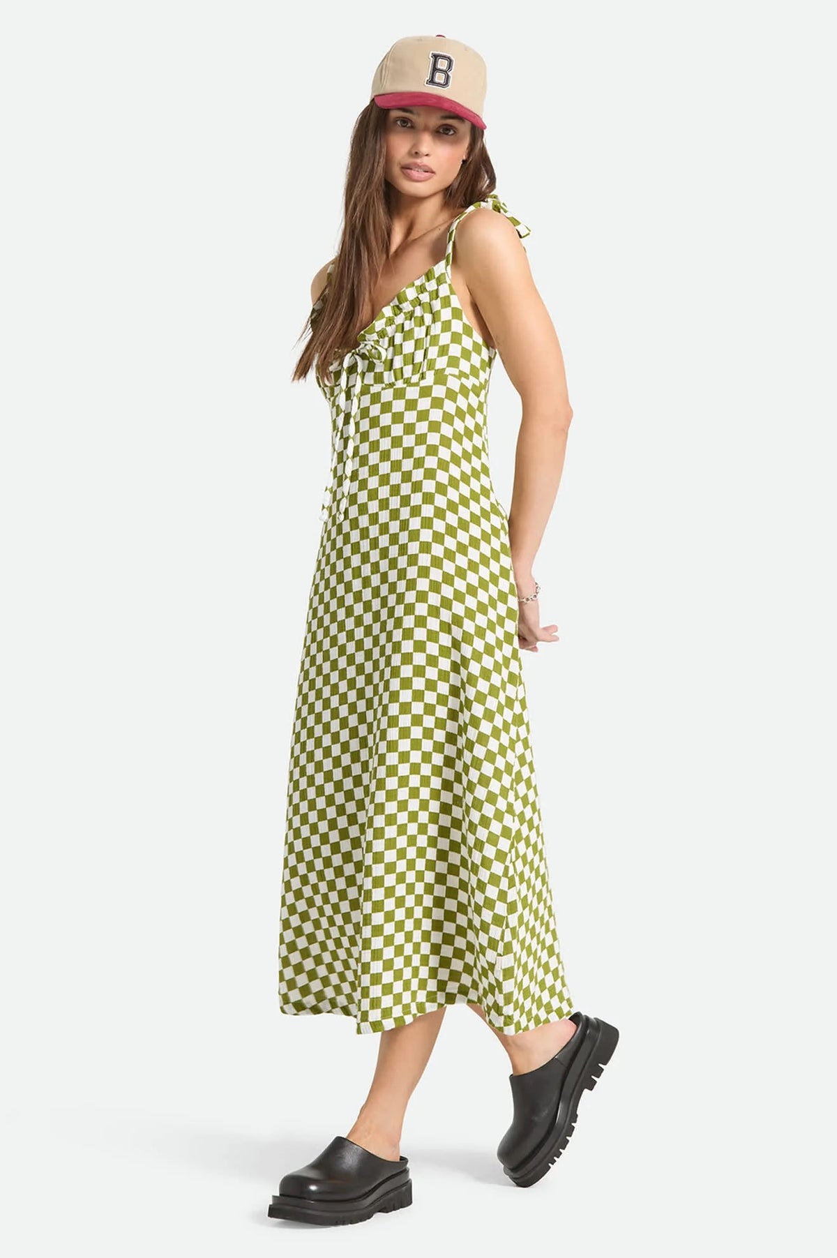 Brixton The Tie Dress Sublime Green Checkerboard