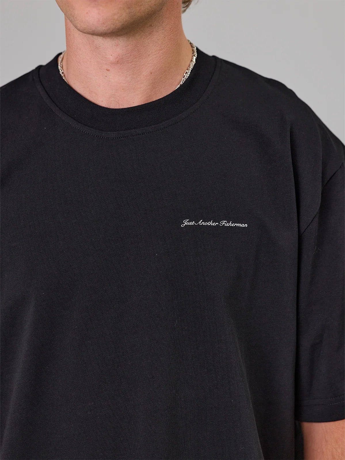 Just Another Fisherman Script Heavy Shore Tee Black