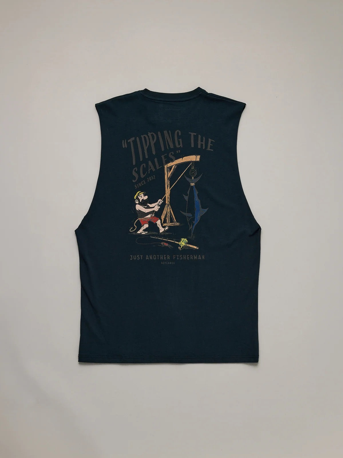 Just Another Fisherman Tipping the Scales Tank Navy