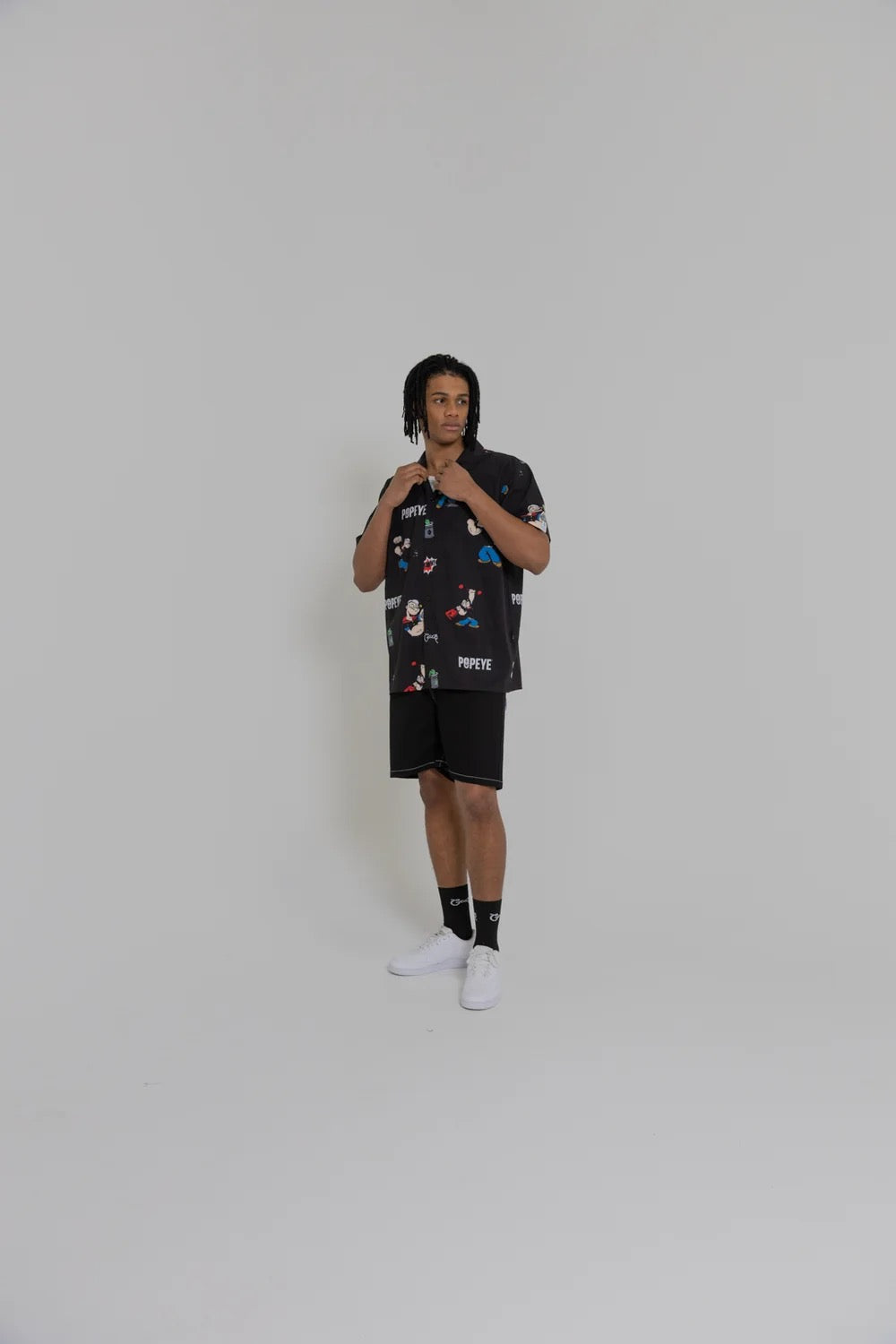 Crate X Popeye Cuban Collar Shirt Black