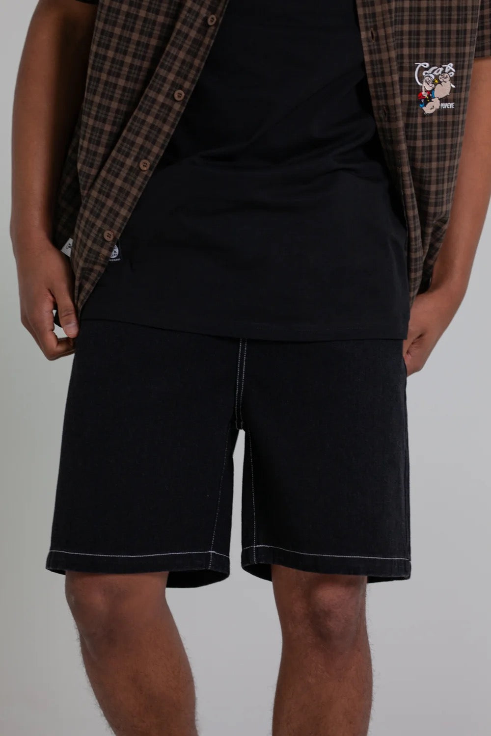 Crate X Popeye Denim Shorts Black