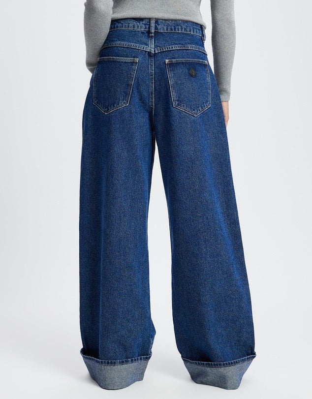 Abrand 95 Super Baggy Tara Turn Up Dark Blue