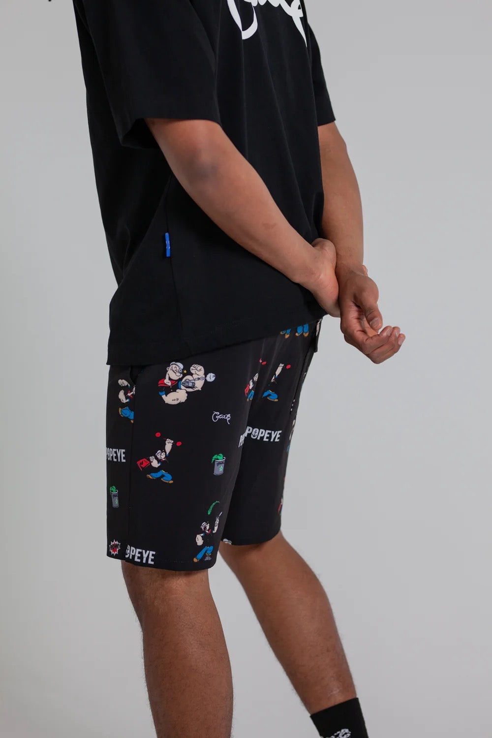 Crate X Popeye All Over Print Swim Shorts Black
