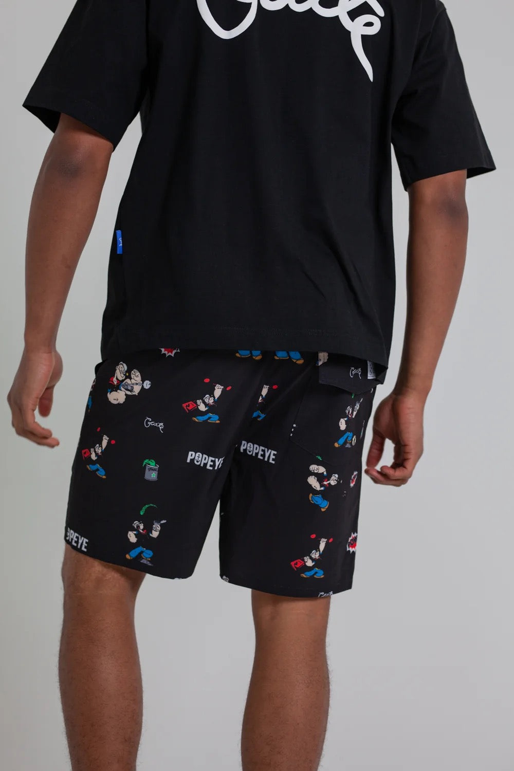 Crate X Popeye All Over Print Swim Shorts Black