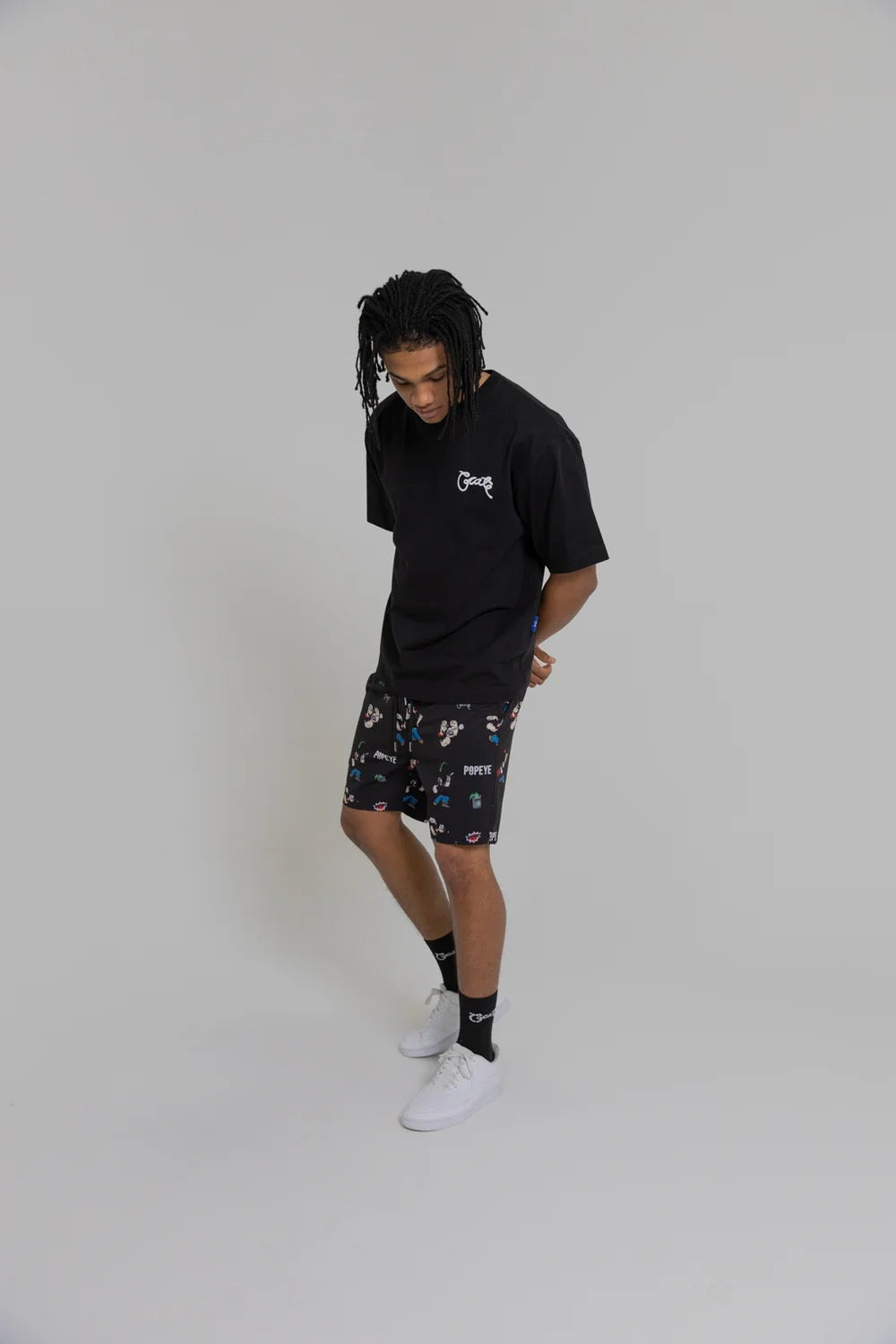 Crate X Popeye All Over Print Swim Shorts Black