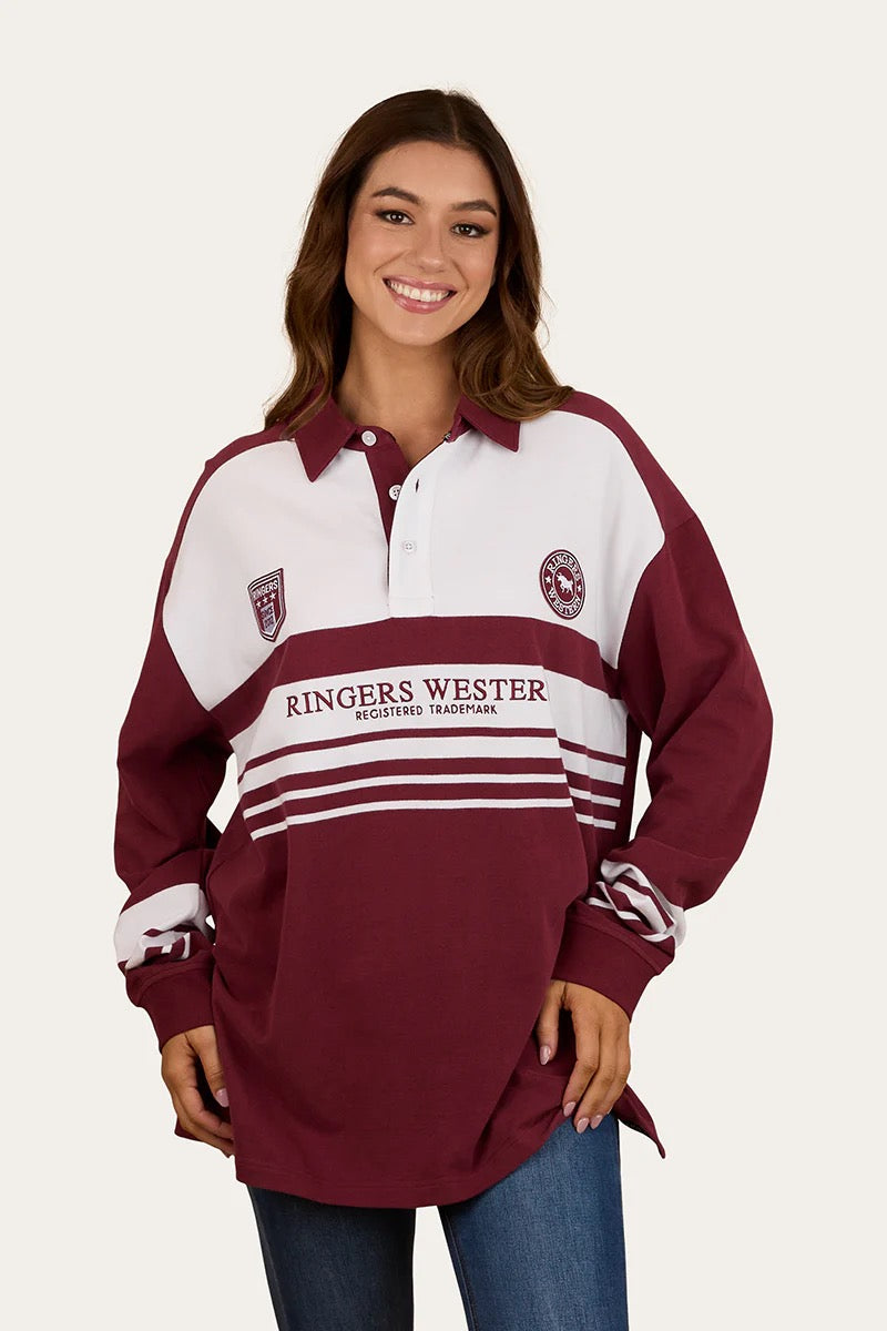 Ringers Western Stadium Unisex Oversized Rugby Jersey - Burgundy