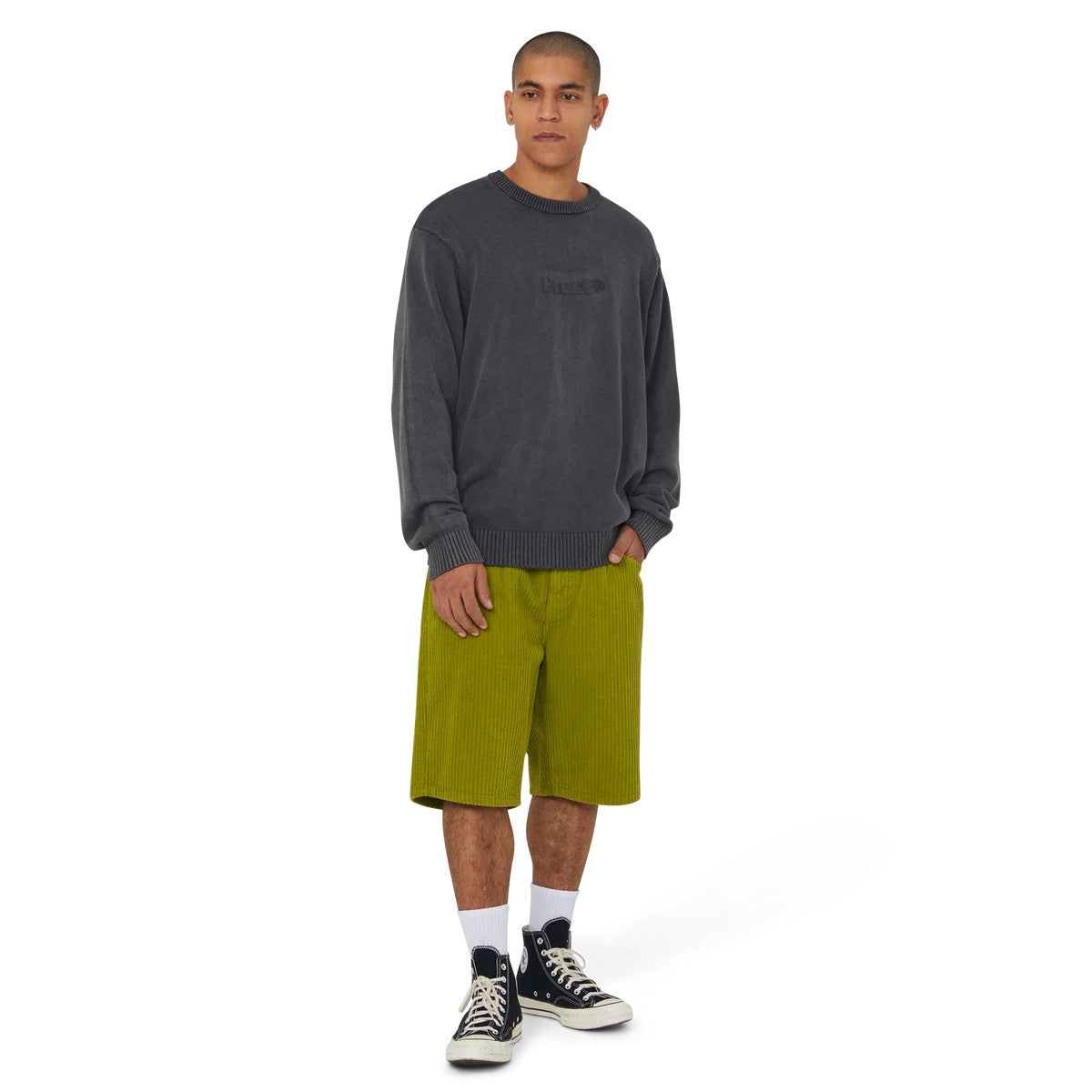 HUF Pacific Washed Embossed Crewneck Black