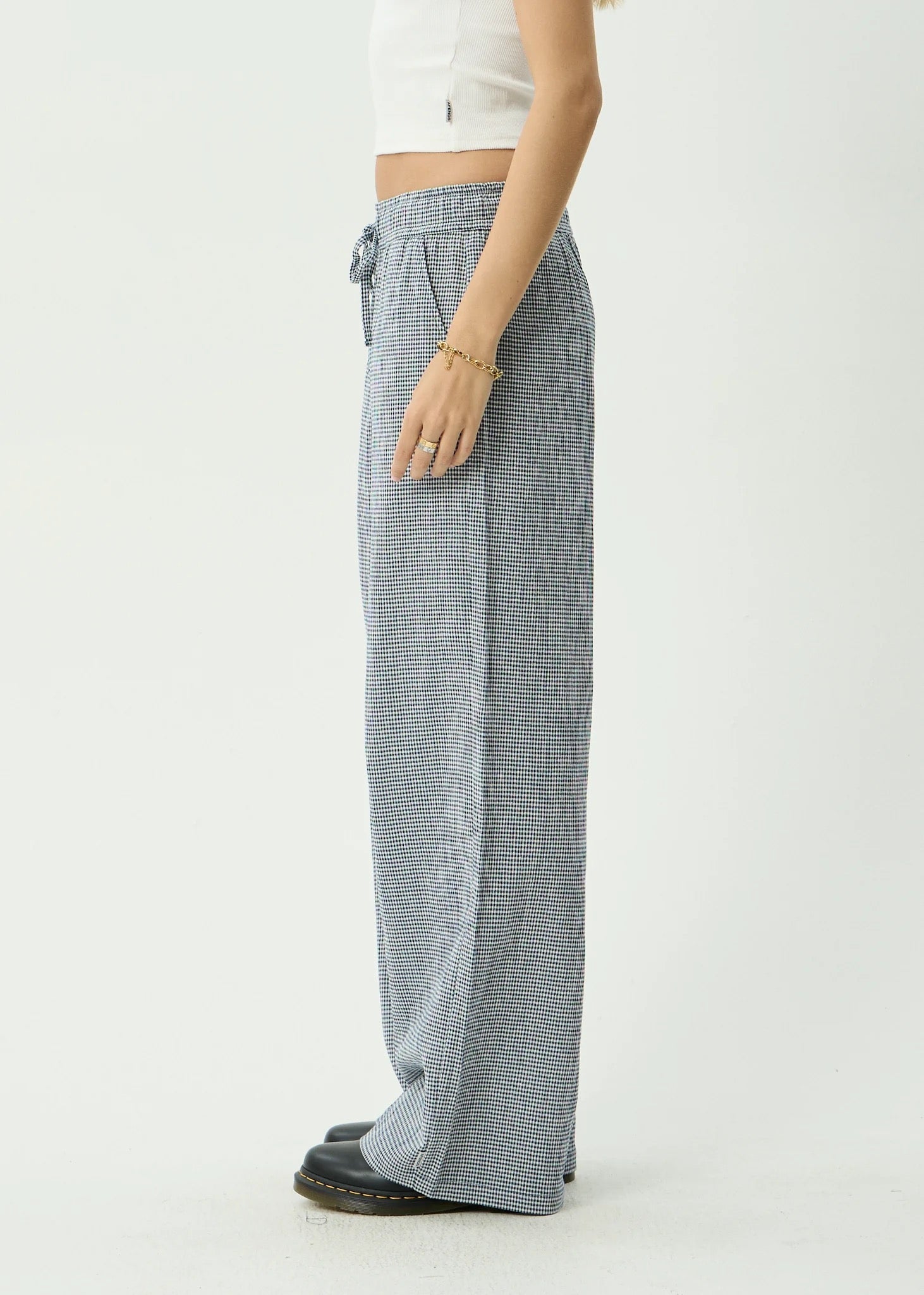 Afends Harriet Indy Hemp Wide Leg Pant Navy Check
