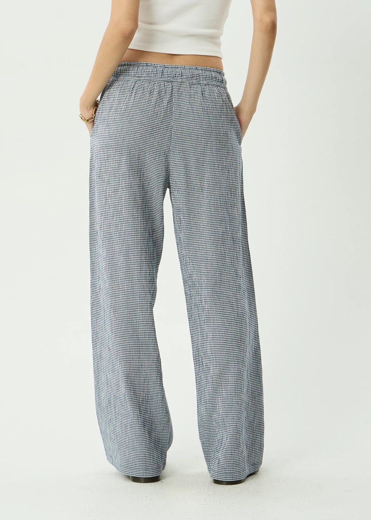 Afends Harriet Indy Hemp Wide Leg Pant Navy Check