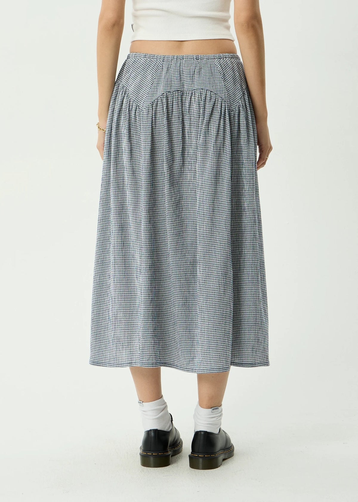 Afends Marlow Indy Hemp Midi Skirt Navy Check