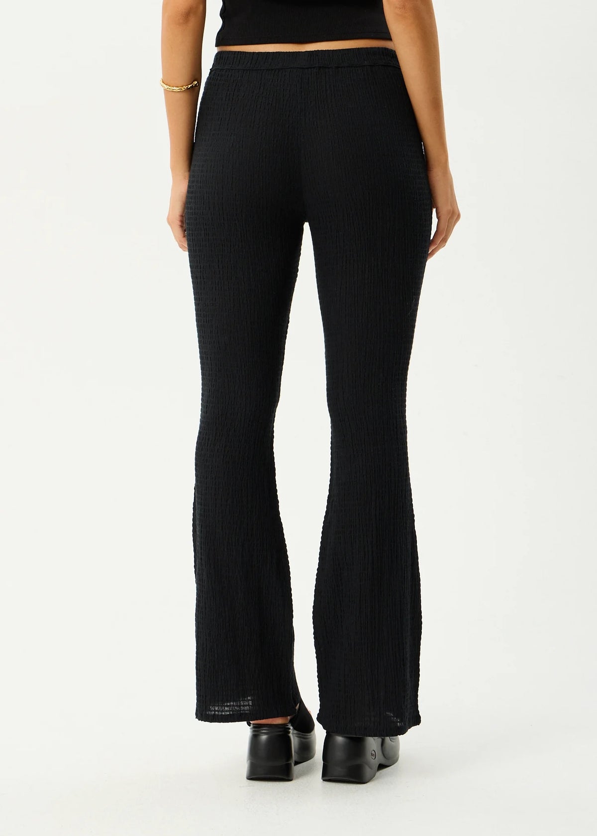Afends Focus Seersucker Flare Pant Black