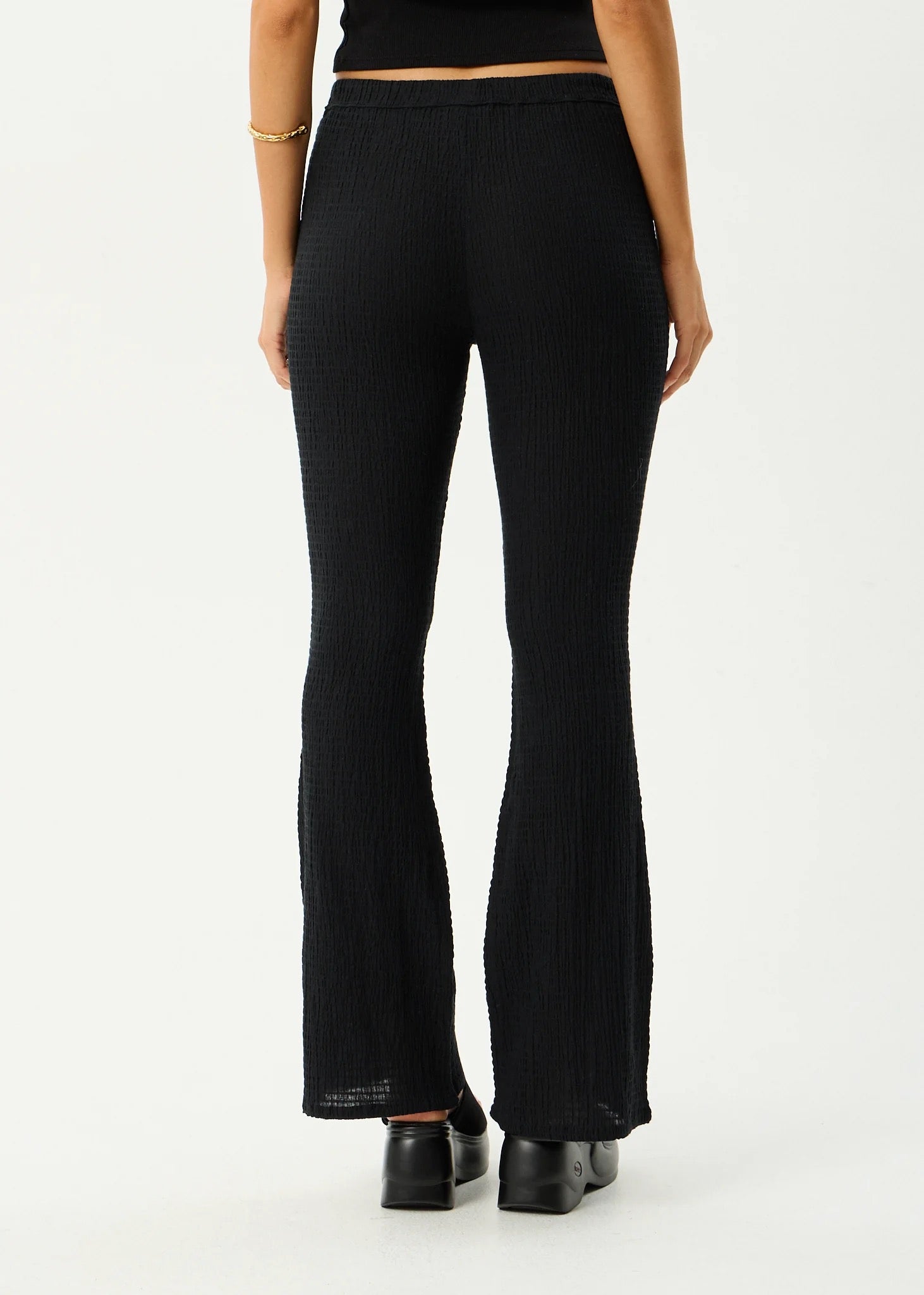 Afends Focus Seersucker Flare Pant Black