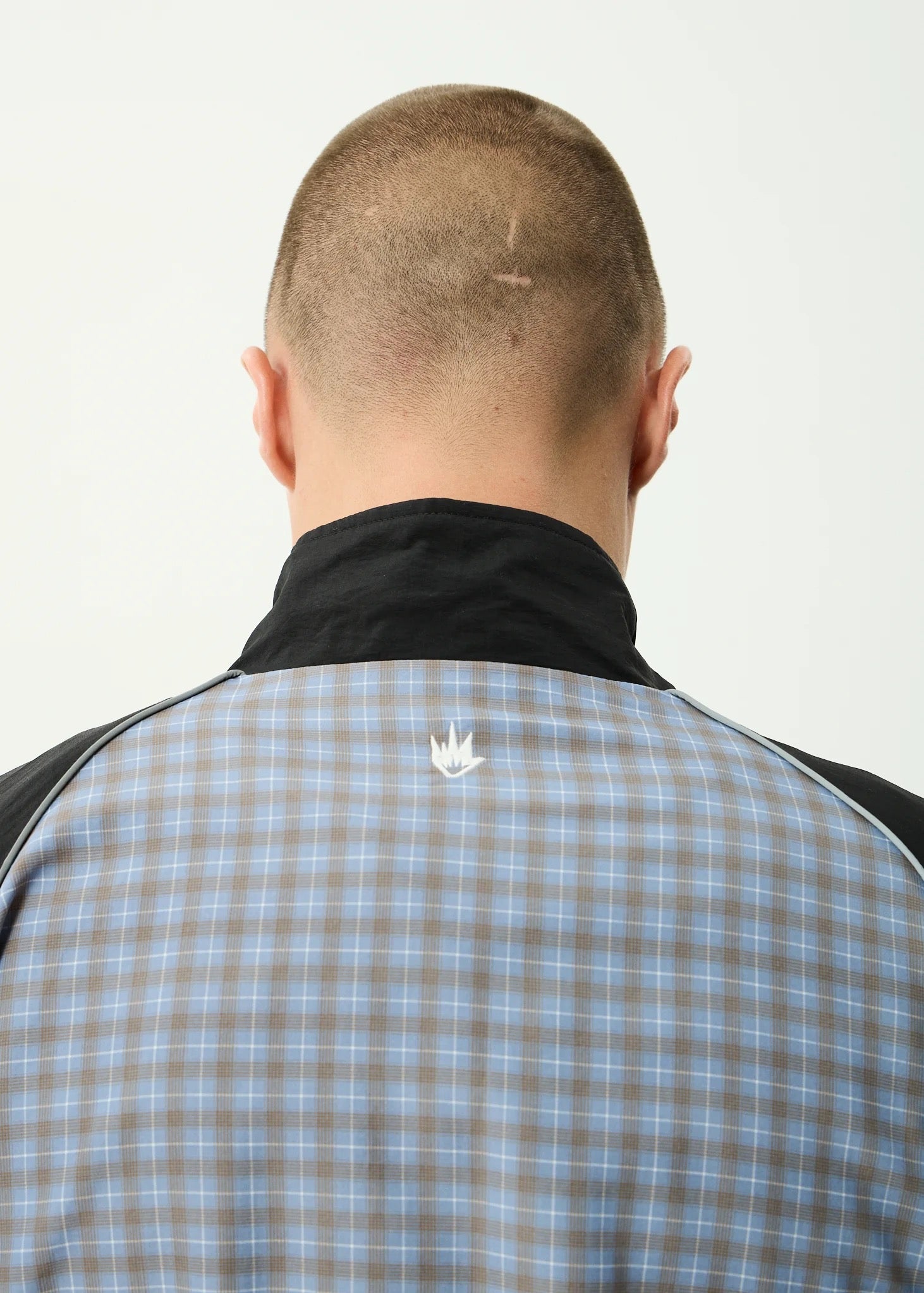 Afends Spicy Recycled Sports Spray Jacket Slate Blue Check