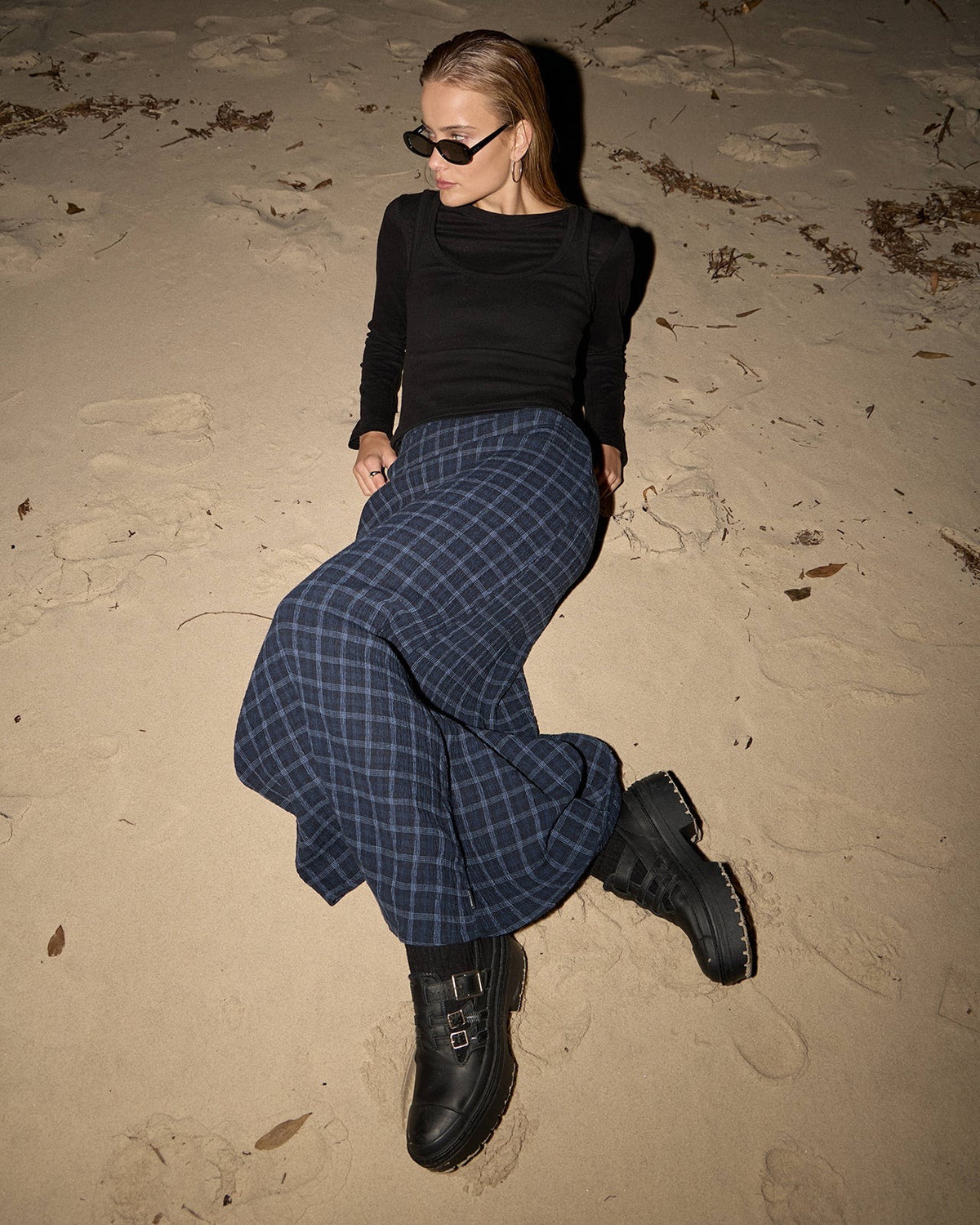 Afends Lita Thea Hemp Seersucker Maxi Skirt