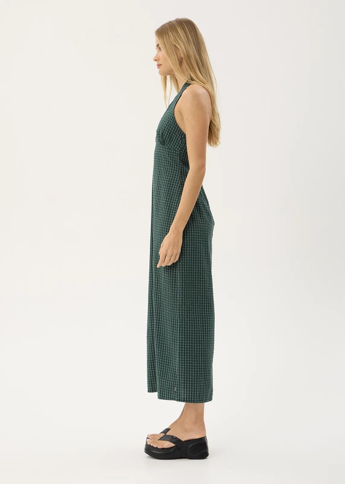 Afends Alexa Reverb Organic Maxi Dress Pine Check